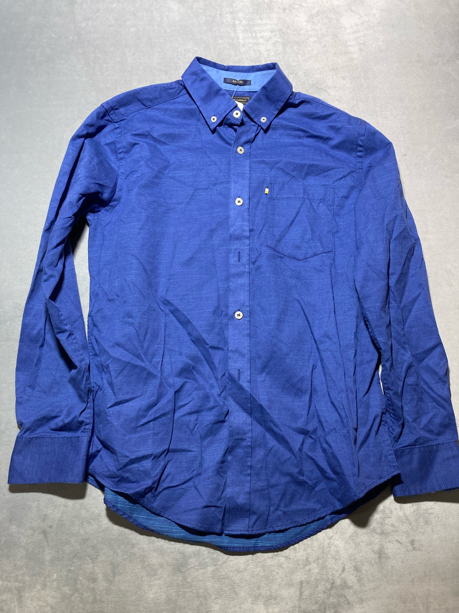 Mason James Royal Blue Cotton-Blend Long-Sleeve Button-Down Shirt Size Small