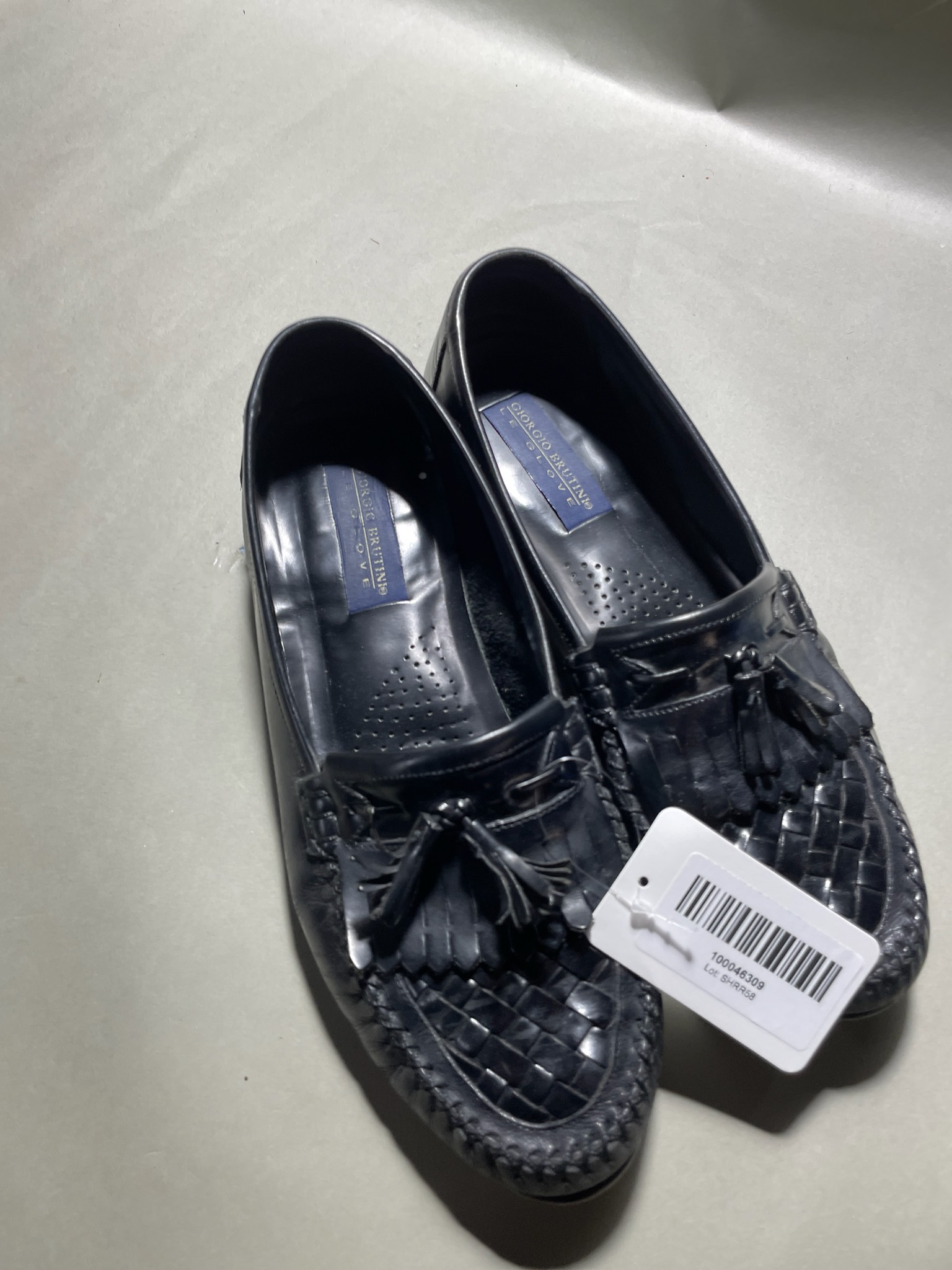 Giorgio Brutini Black Woven Leather loafers size 9 1/2