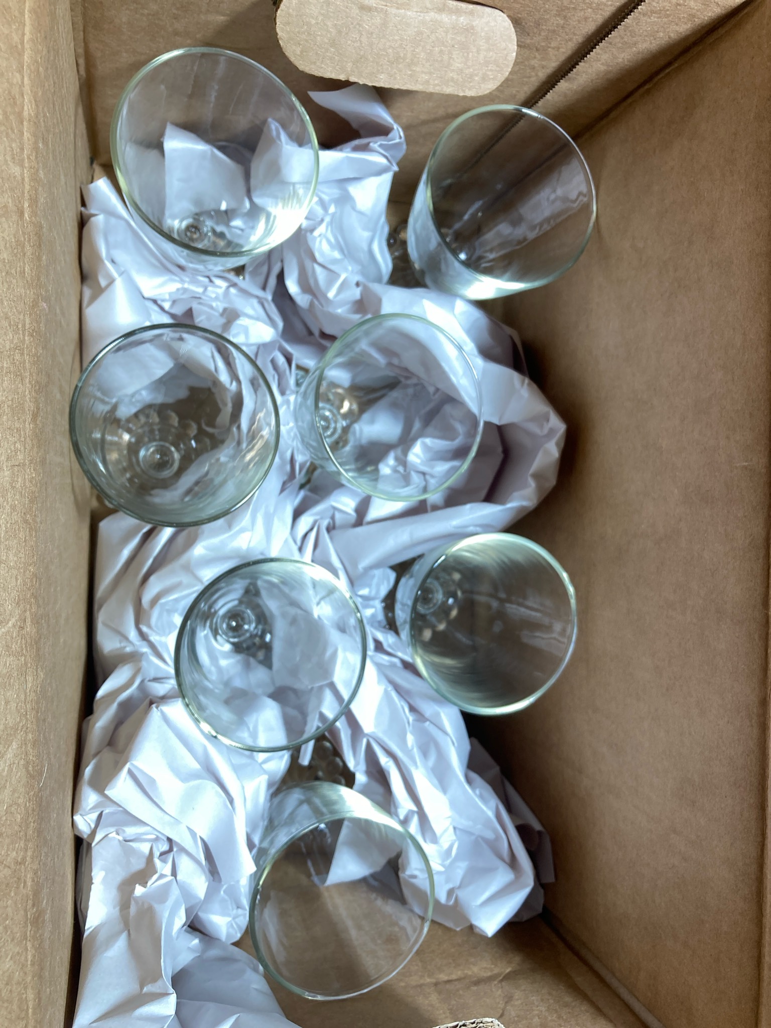 (7) Clear Beaded Foot Stemware Set