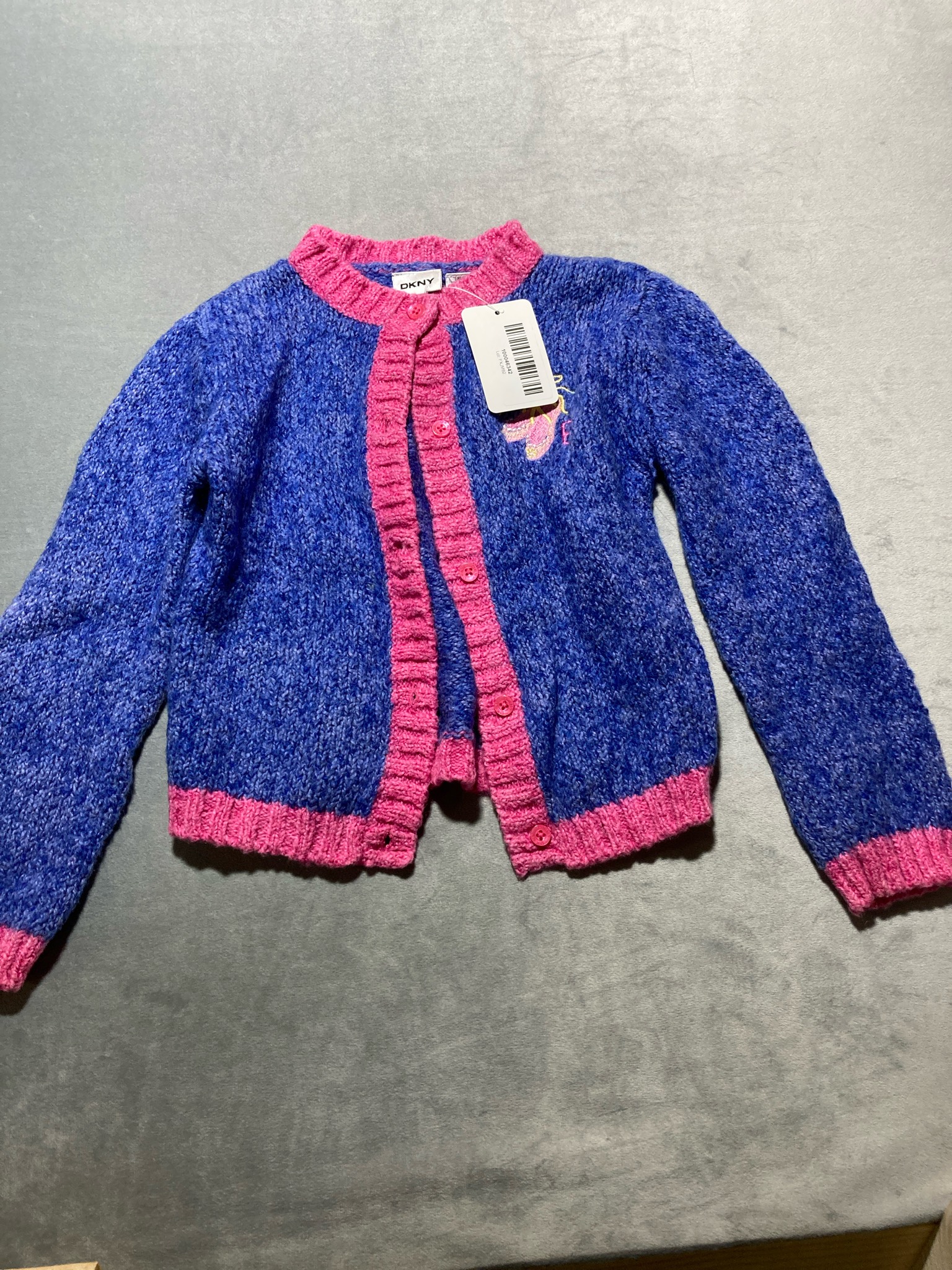 DKNY Blue Heathered Knit Cardigan size medum