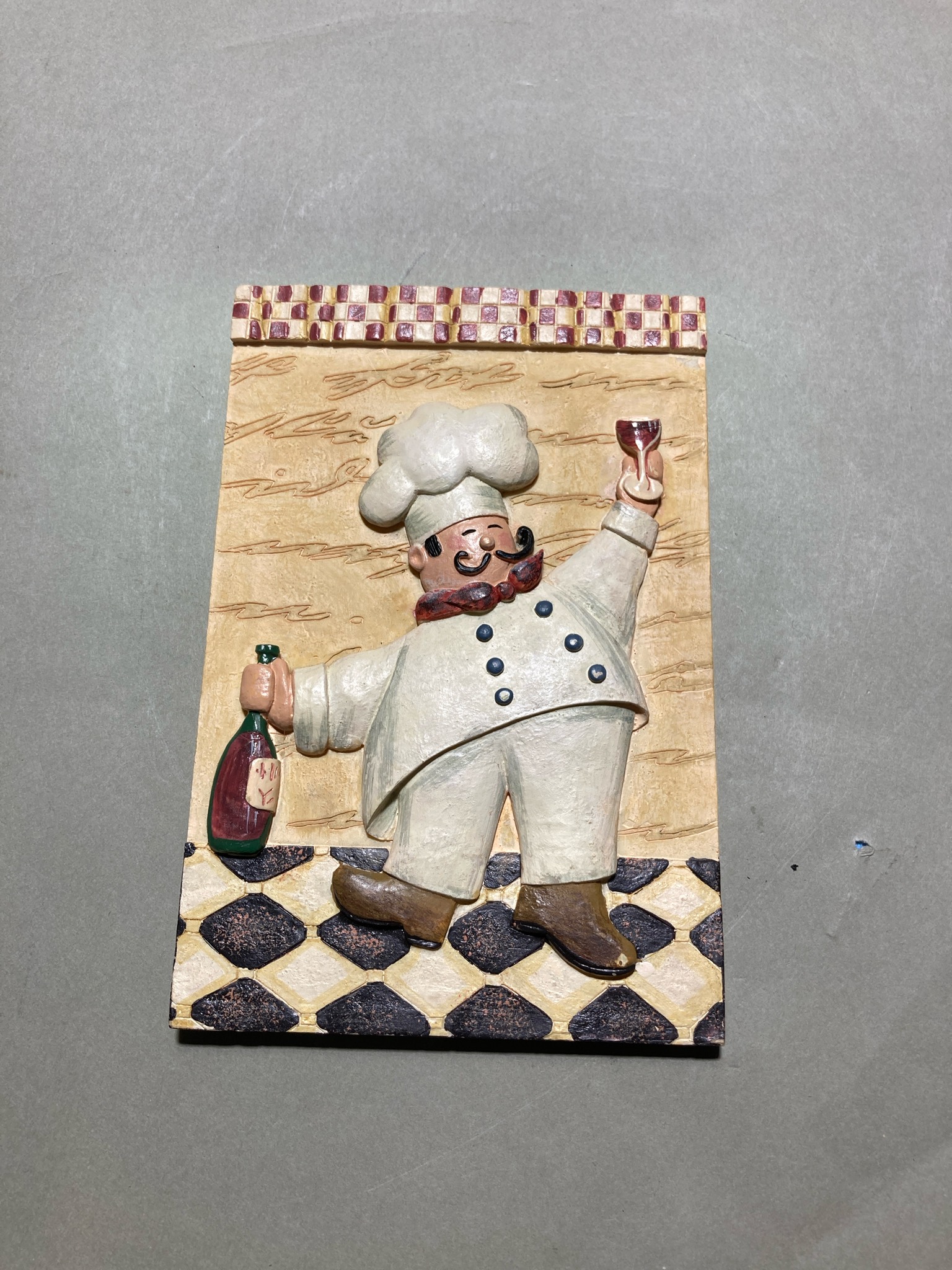 Cream Painted Wood Chef Wall Plaque