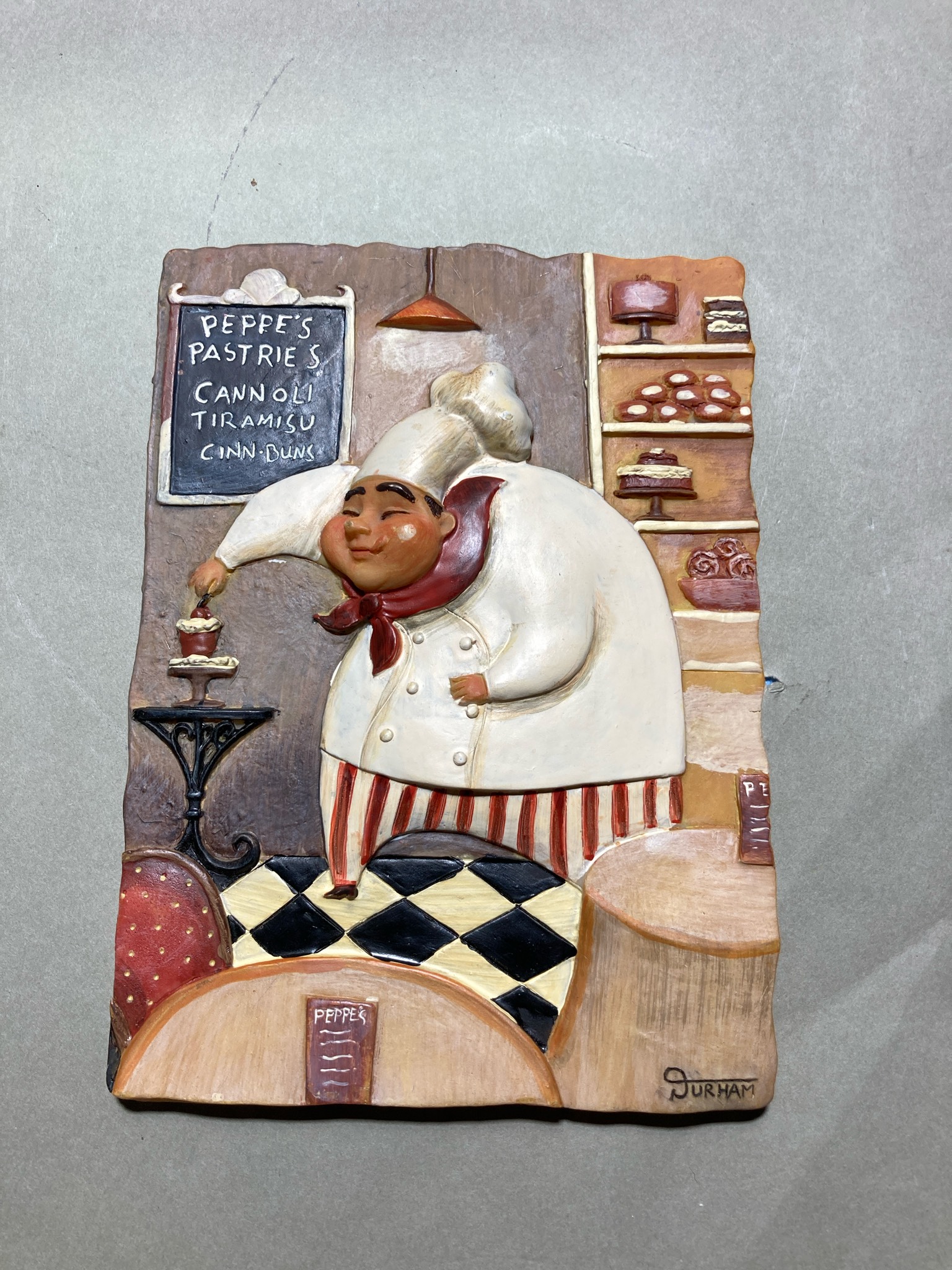 Durham White Hand-Painted 3D Chef Wall Plaque