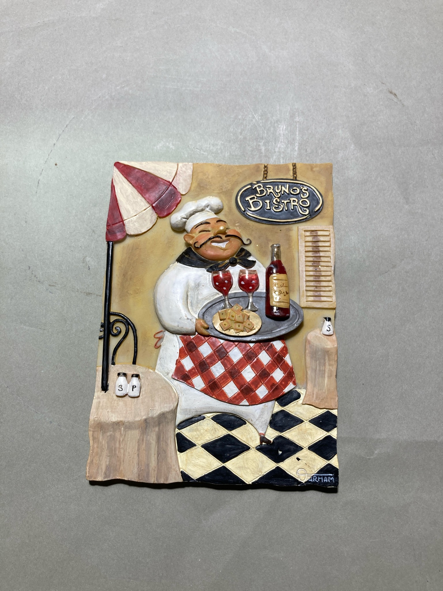 Cream Painted 3D Chef Wall Plaque