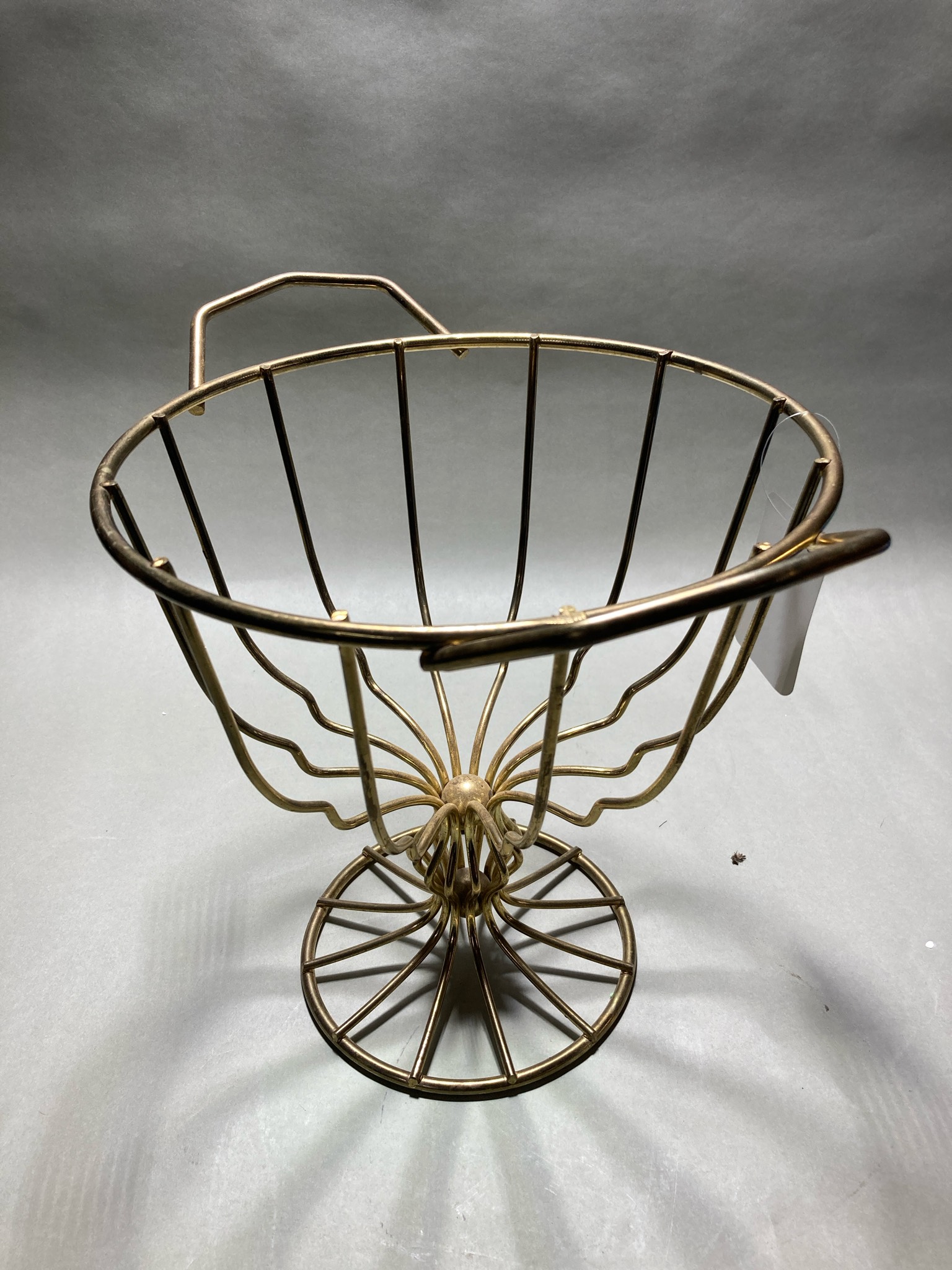 Brass-Colored Wire Pedestal Basket