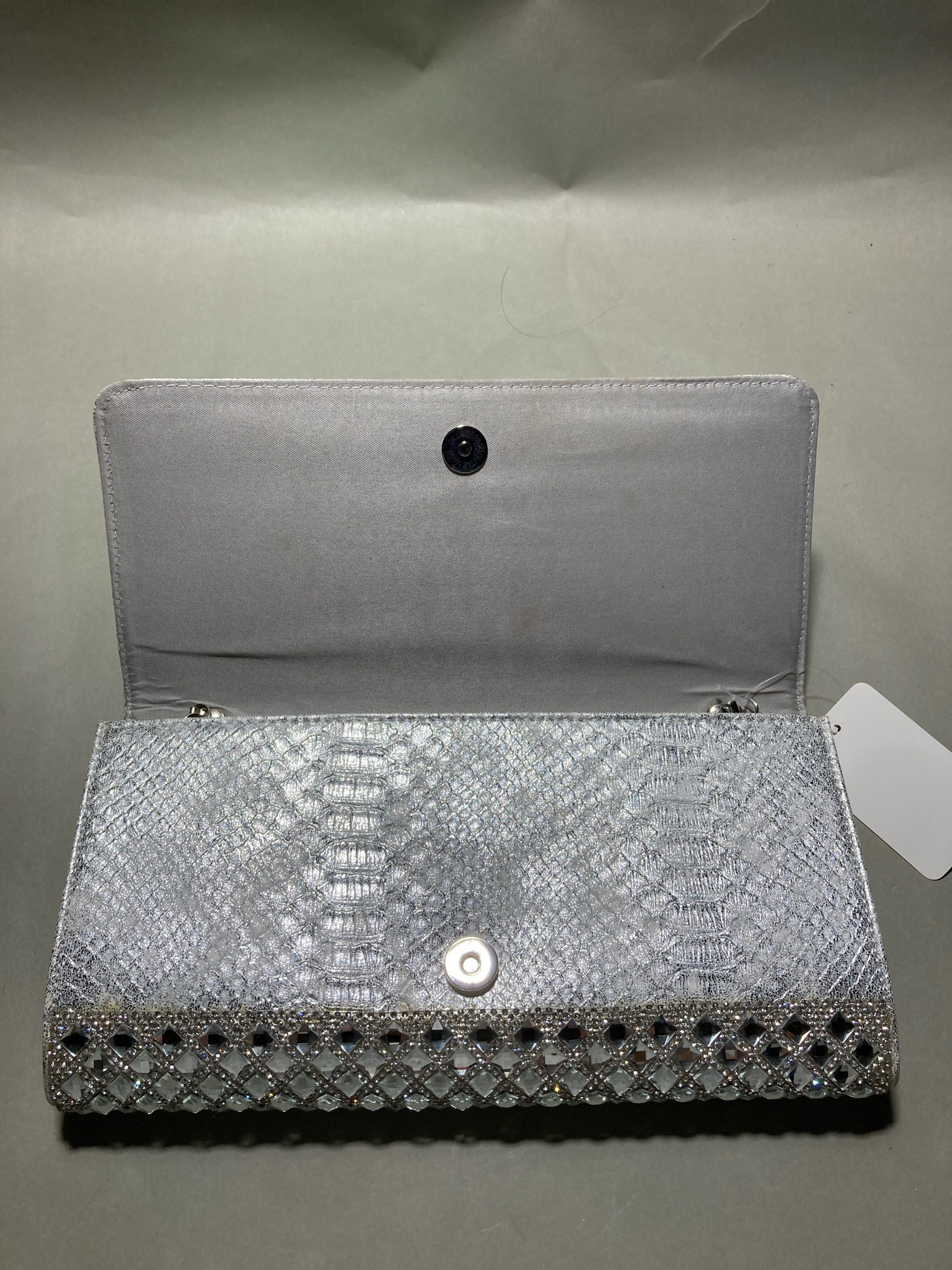 Silver Crystal-Embellished Clutch