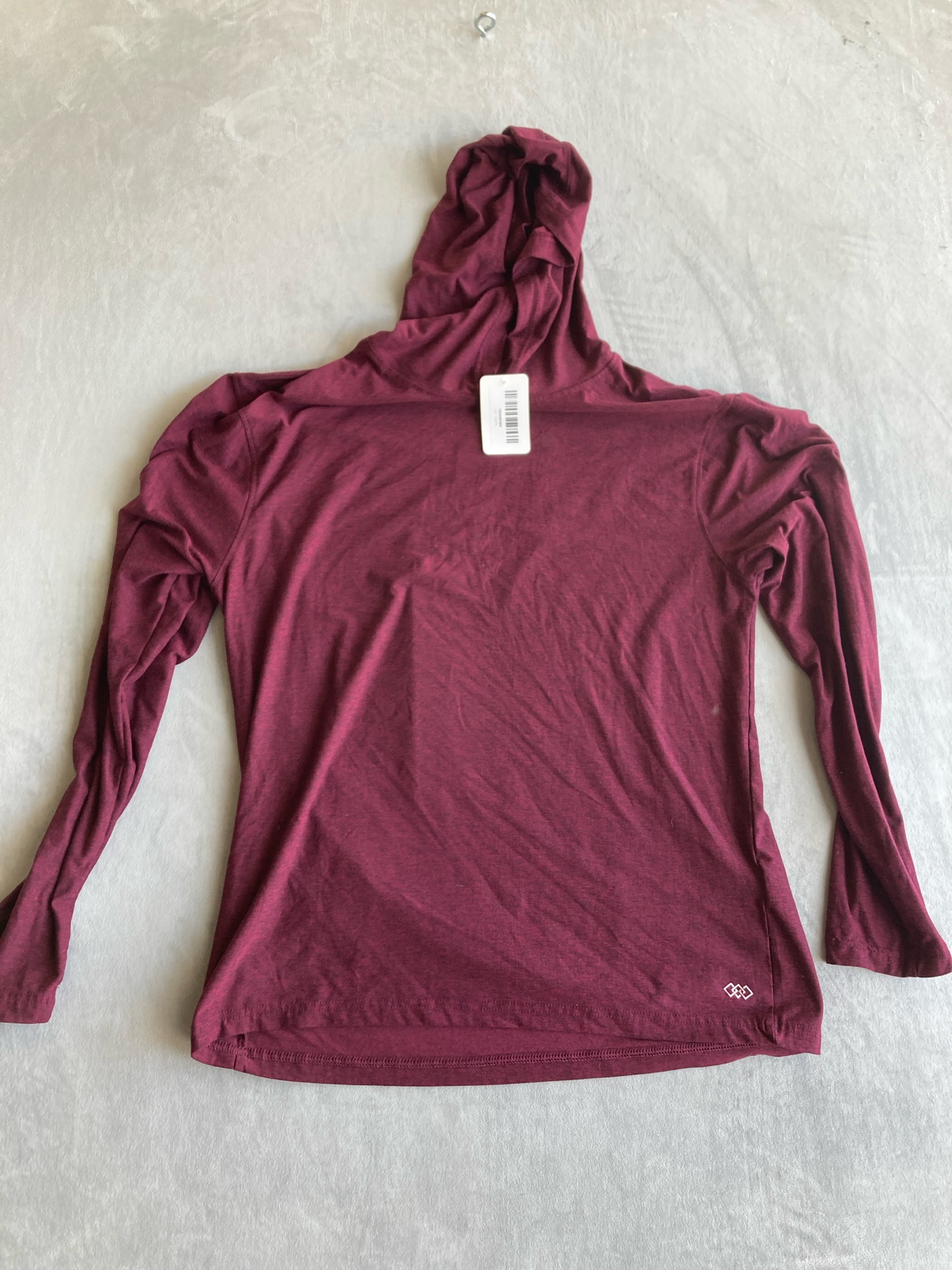 LEG3ND Burgundy Heathered Jersey Hooded Long-Sleeve Top Size L