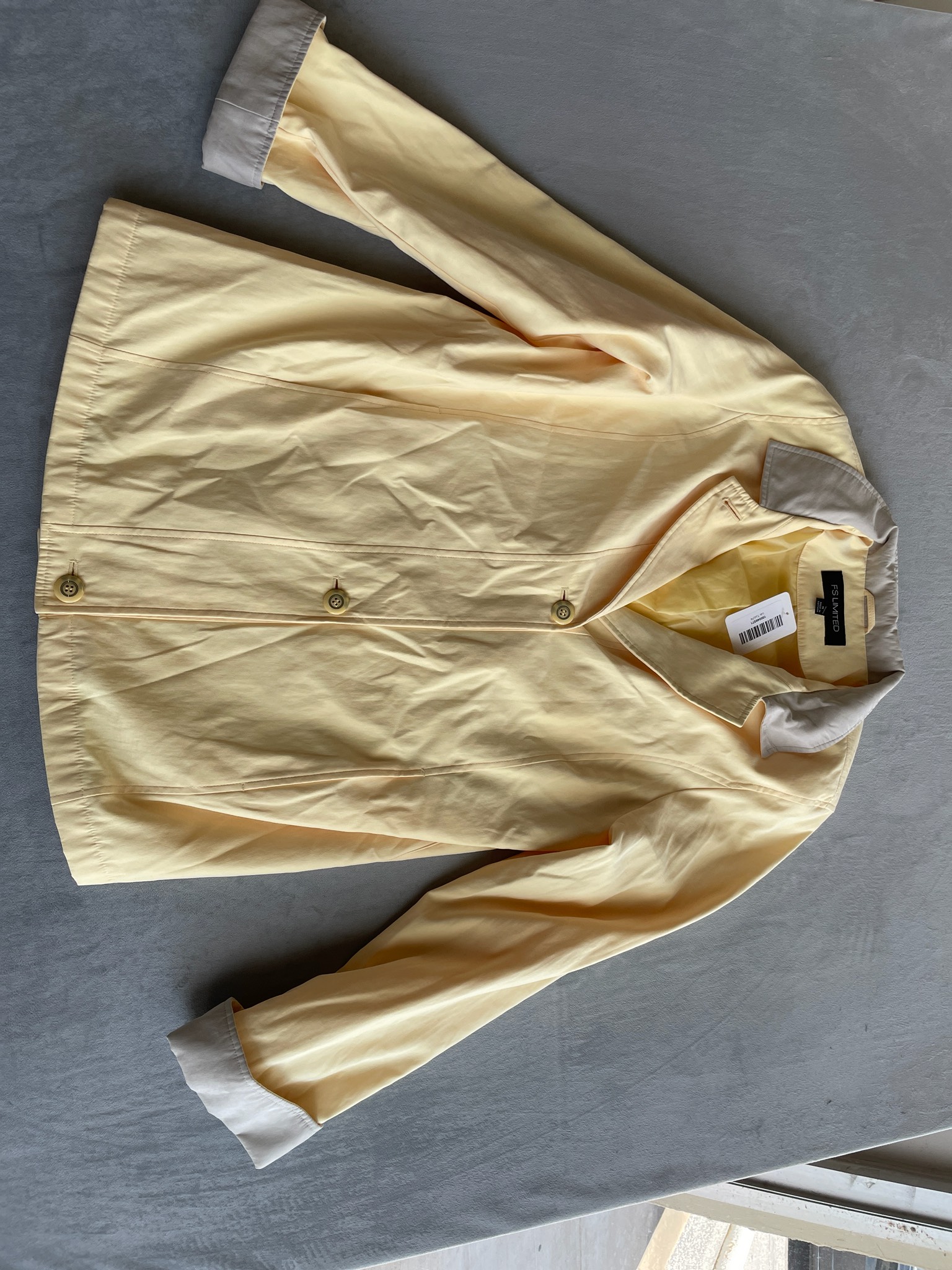 F.S. Limited Pale Yellow Woven Button-Front Jacket Size M