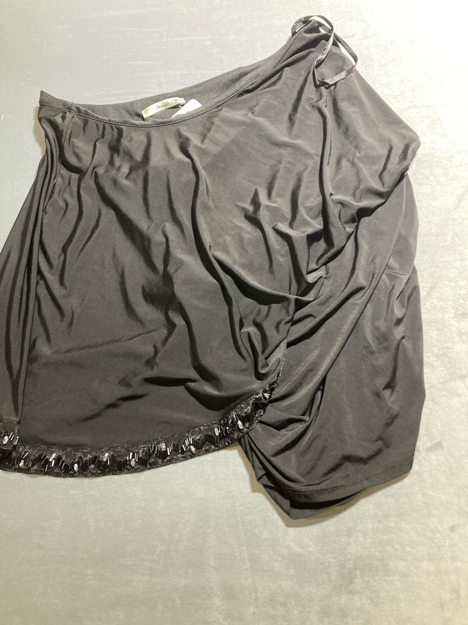 Papaya Black Stretch Jersey One-Shoulder Top Size 14