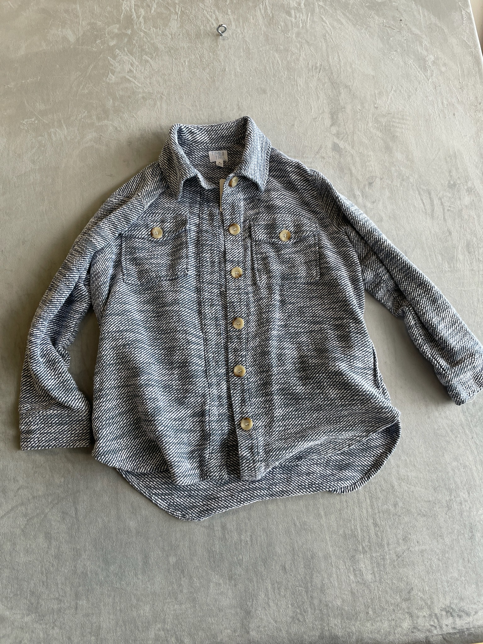 Time and Tru Black and White Textured Knit Shacket Size M (8-10)