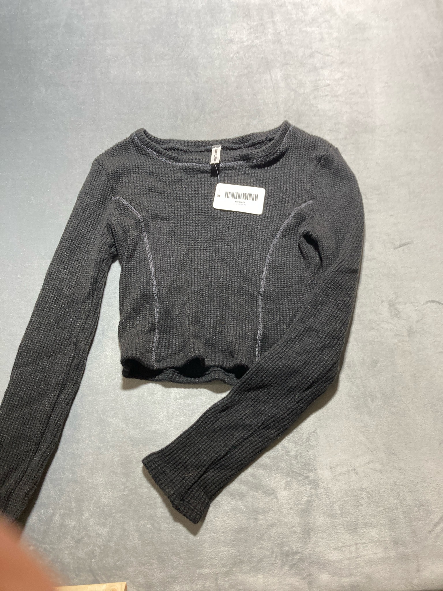 Black Waffle Knit Cropped Top Size M/M