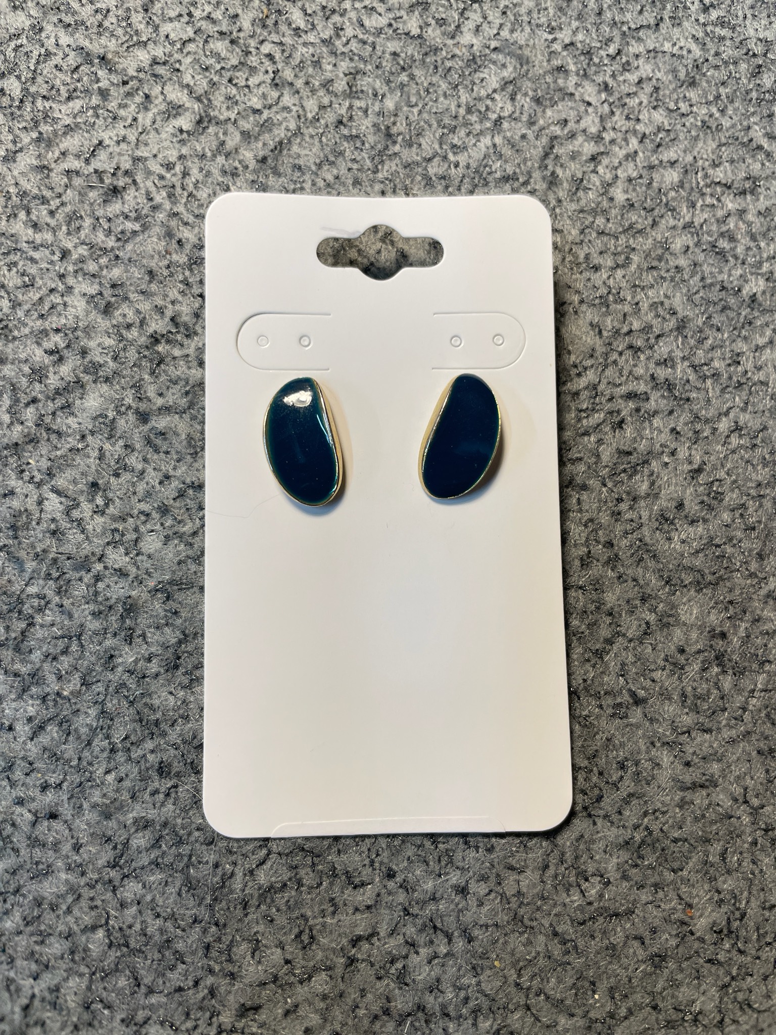 Dark Teal Enamel Stud Earrings