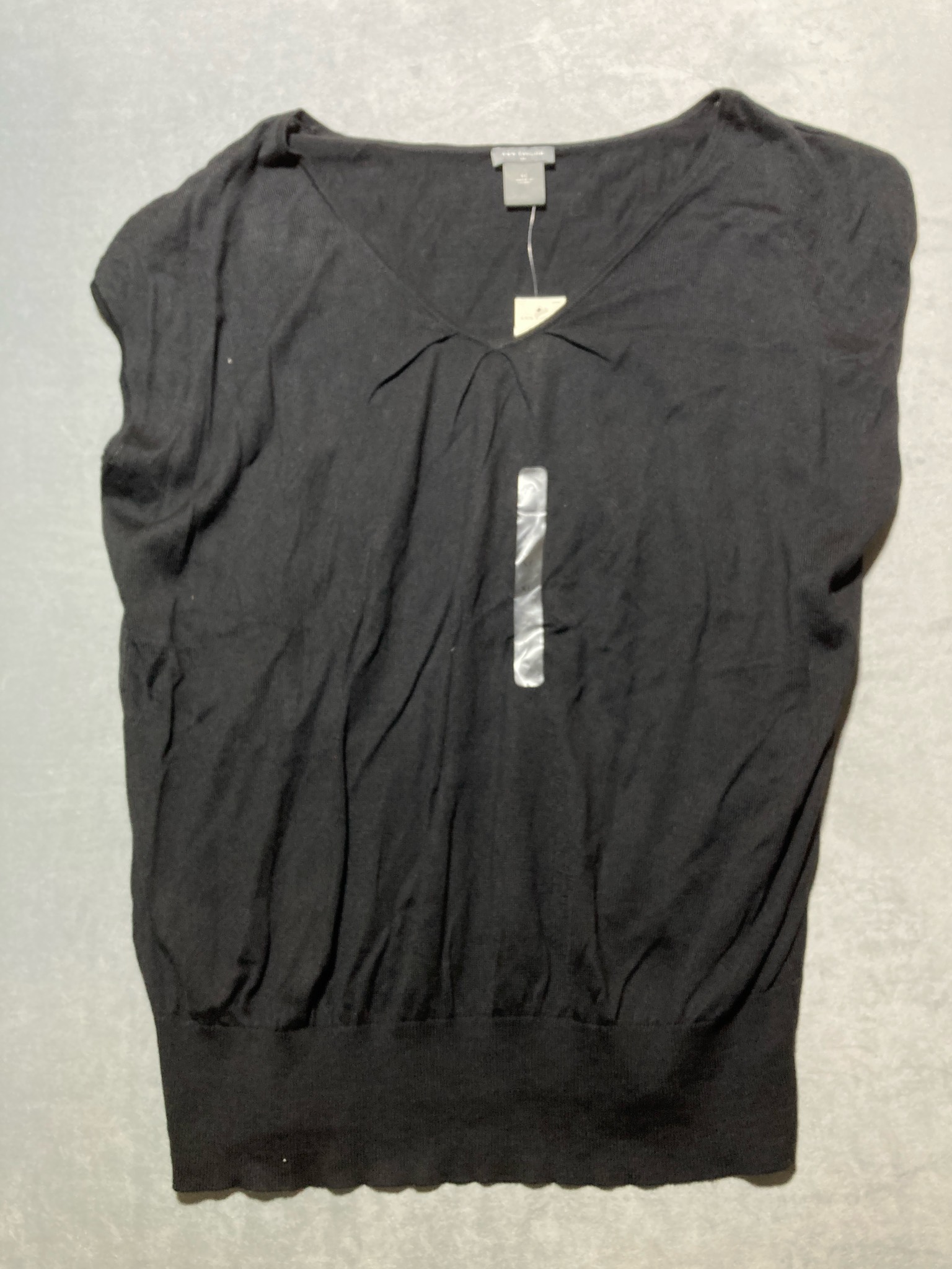 Ann Taylor Black Knit V-Neck Top Size XL