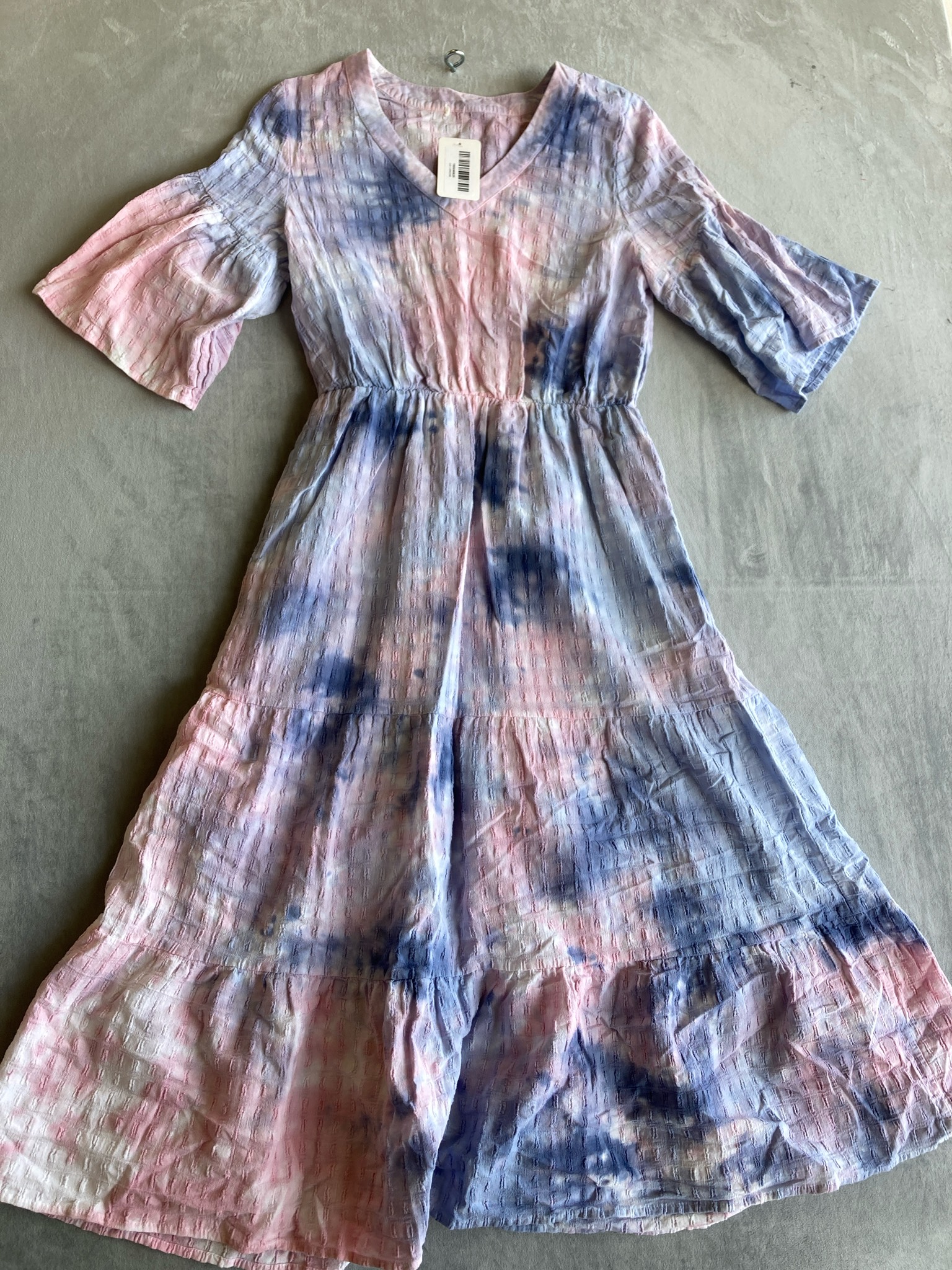 Everleigh Pastel Tie-Dye Woven Tiered Dress Size Small
