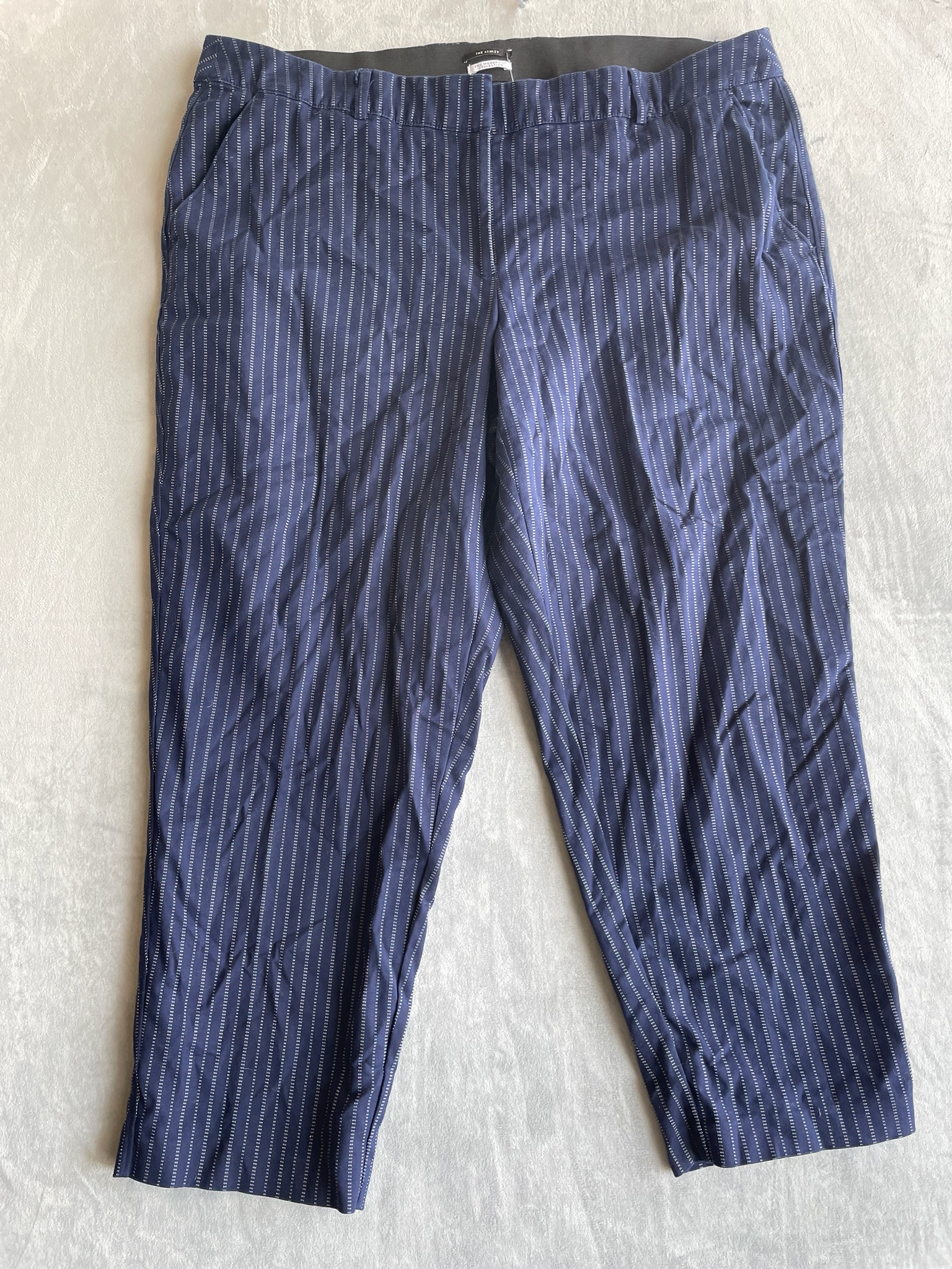 Lane Bryant Navy Dotted Pinstripe Cotton Blend Pants Size Size 22