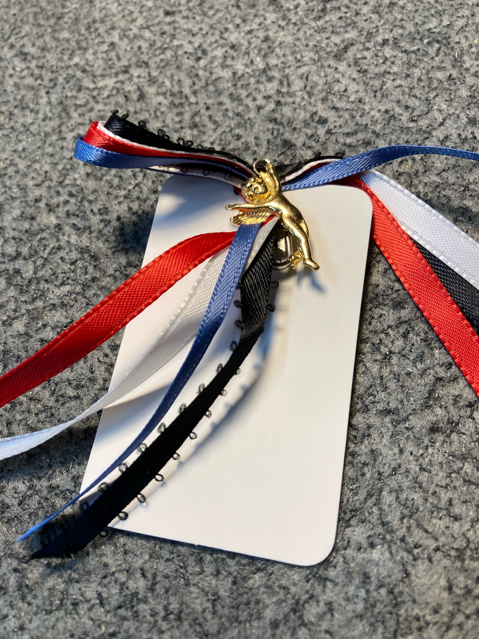 Vintage Red White Blue Ribbon Brooch