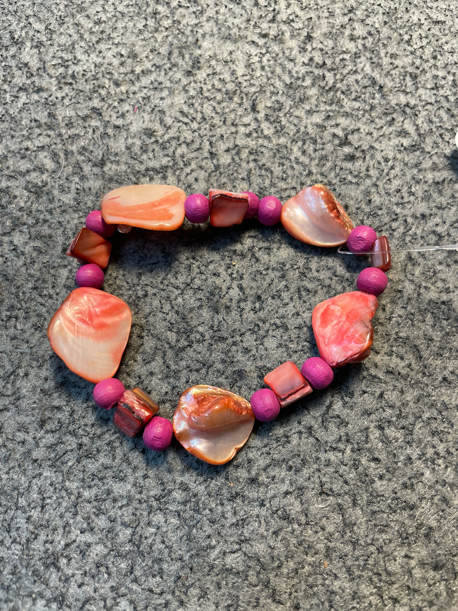Coral Pearlescent Shell Chip Bracelet