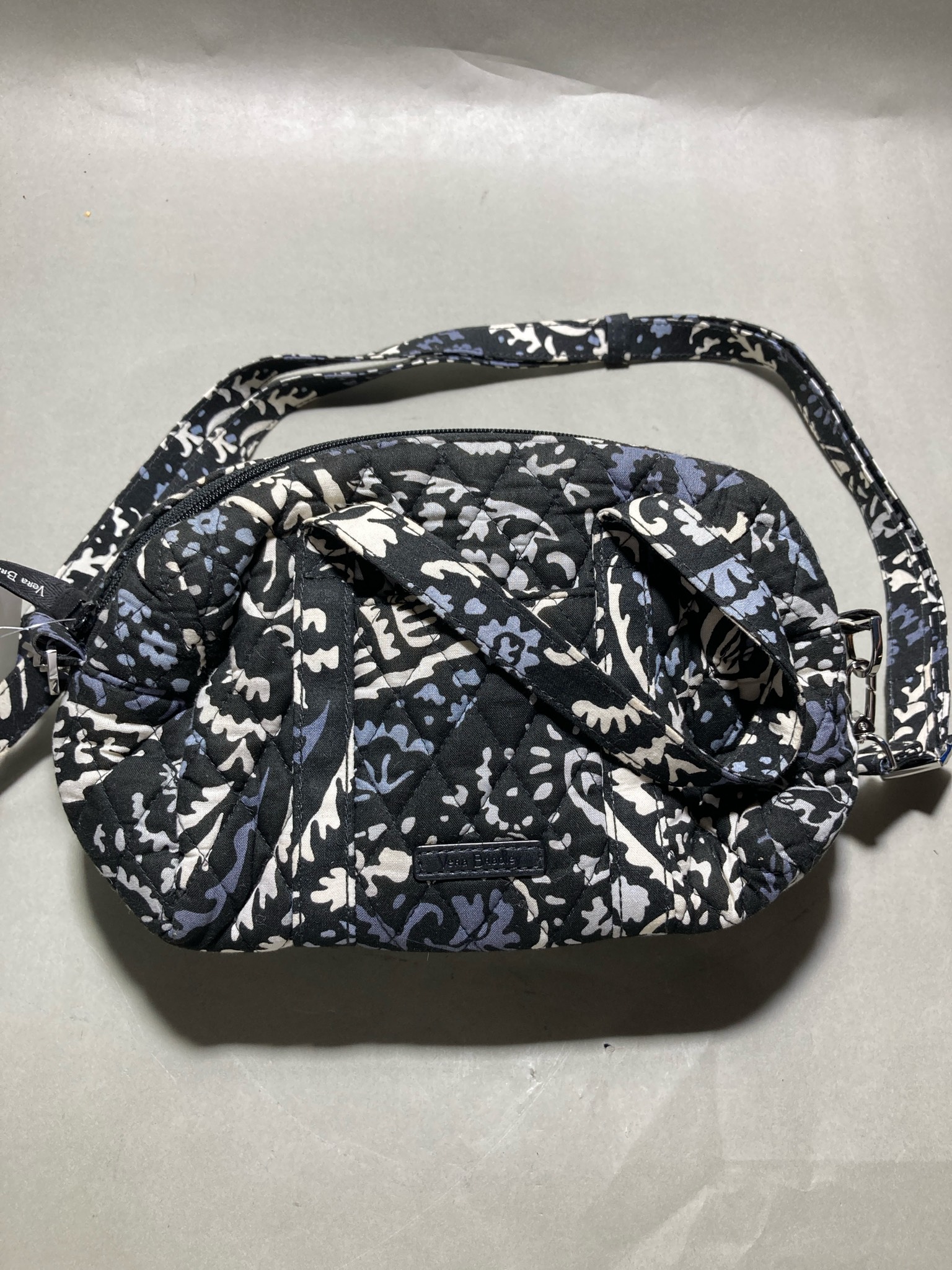 Vera Bradley Black Quilted Floral Crossbody Bag Size Small