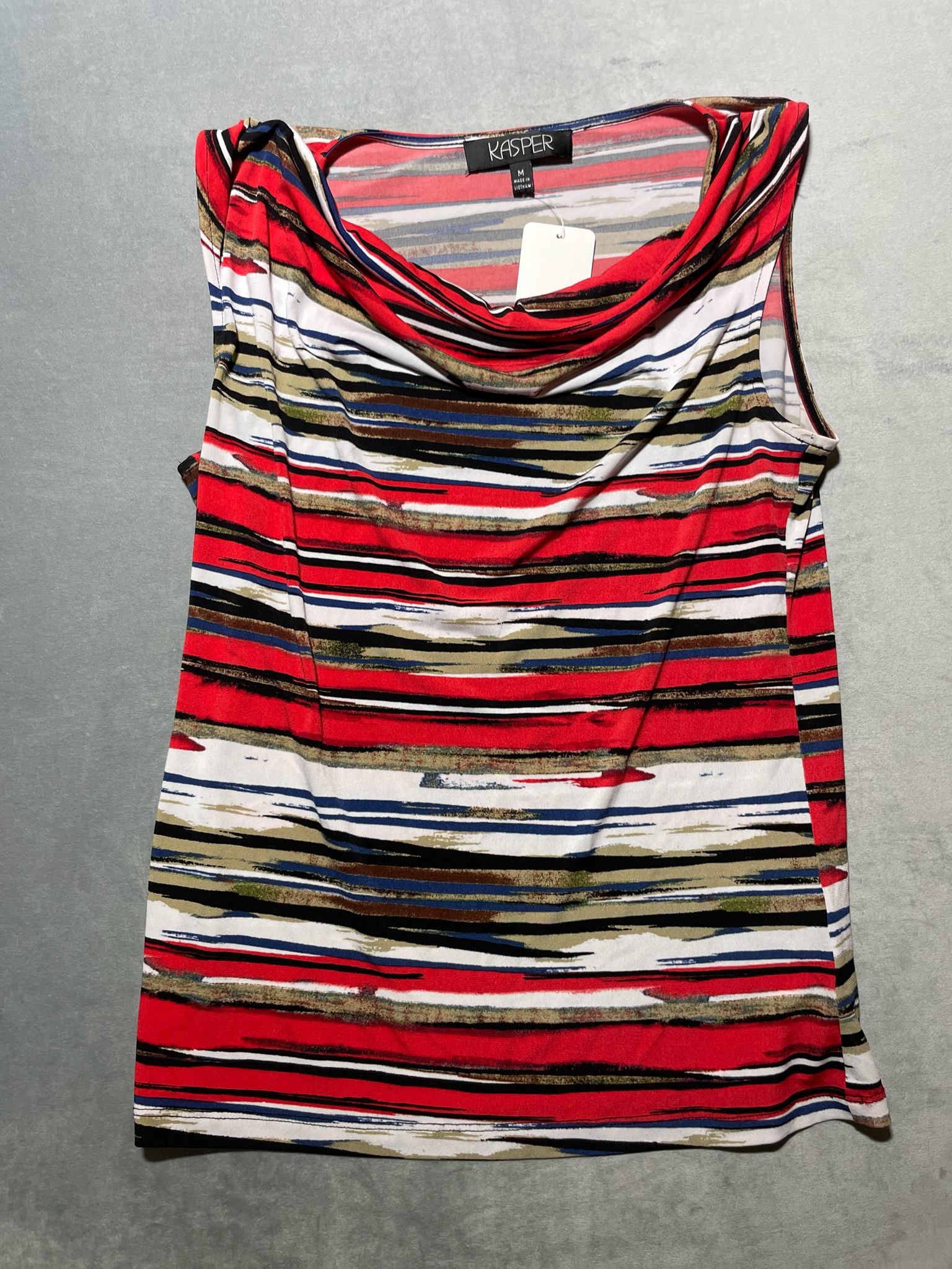 Kasper Red Multi-Color Polyester Sleeveless Top Size M