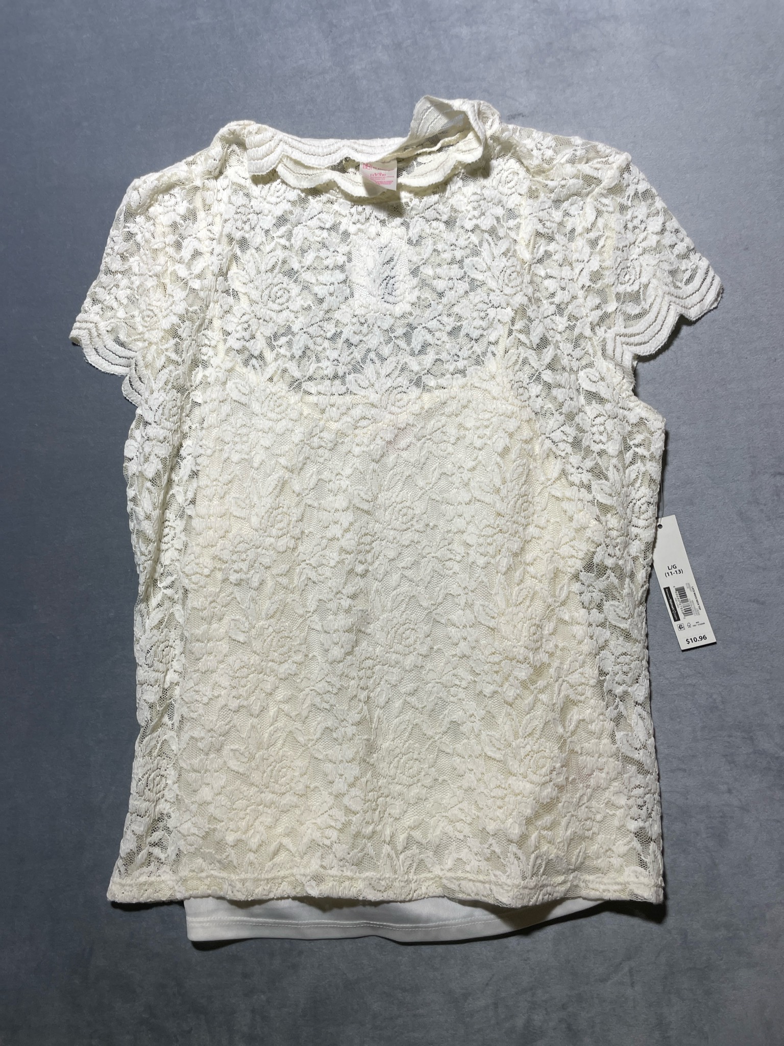 No Boundaries Cream Floral Lace Top Size L/G (11-13)