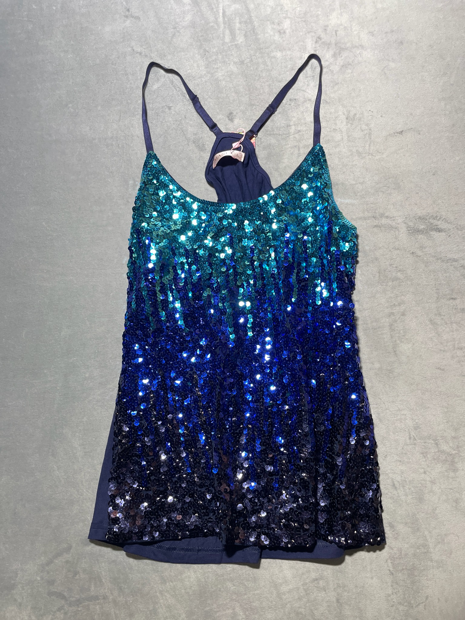 Maner Navy Ombre Sequin Dress Size L