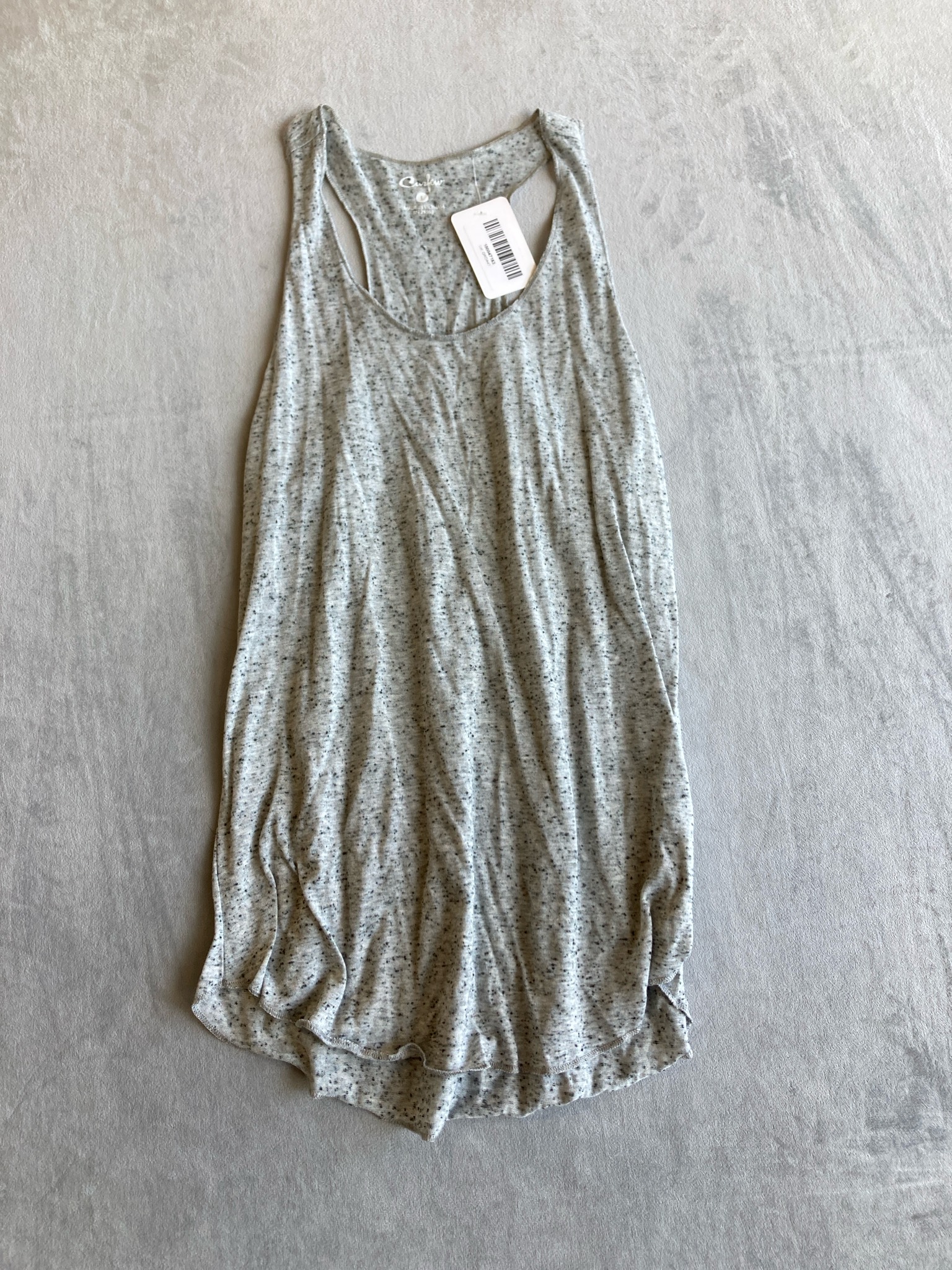 Curfew Light Gray Speckled Jersey Tank Size L