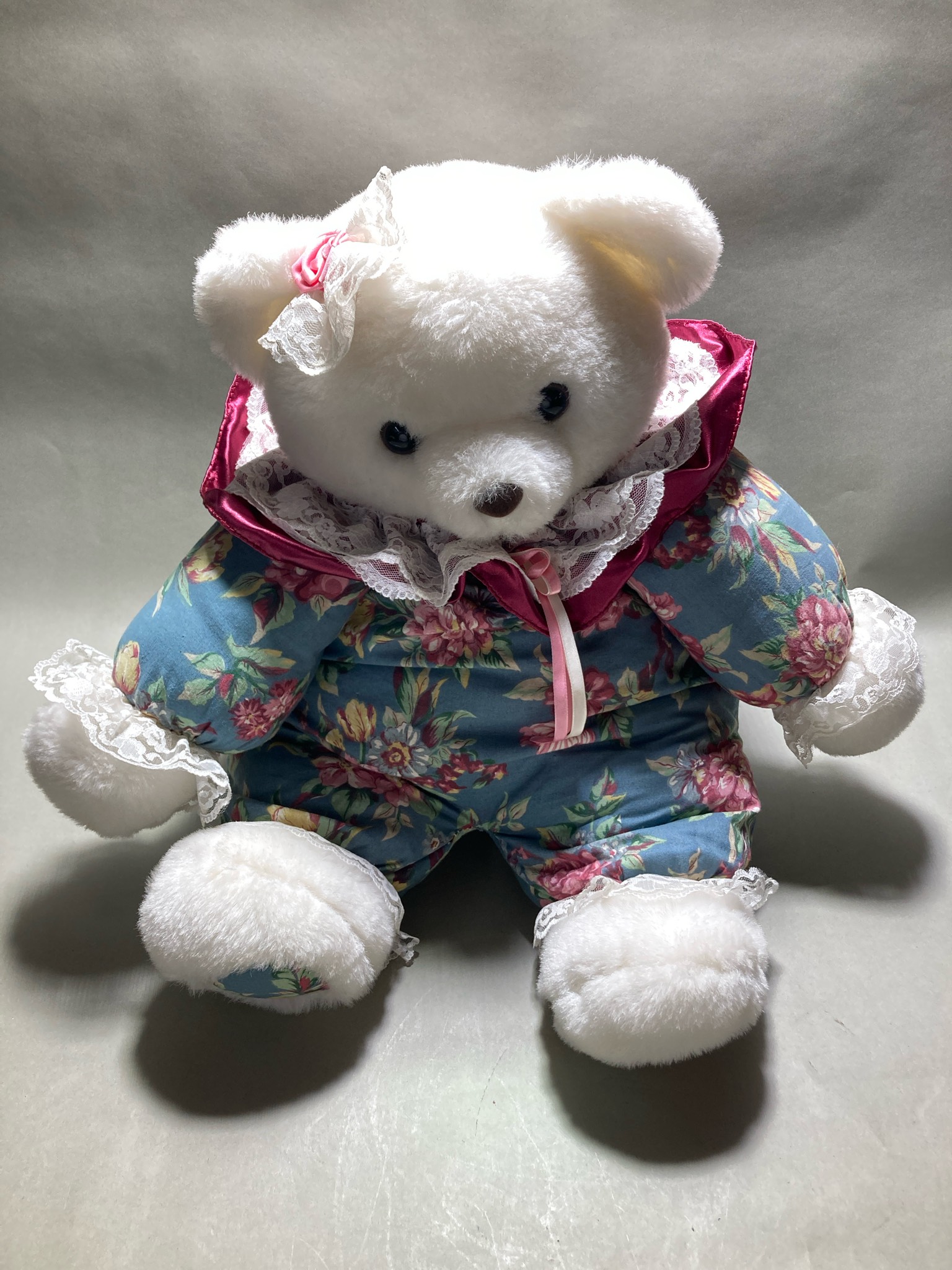 White Floral Outfit Teddy Bear