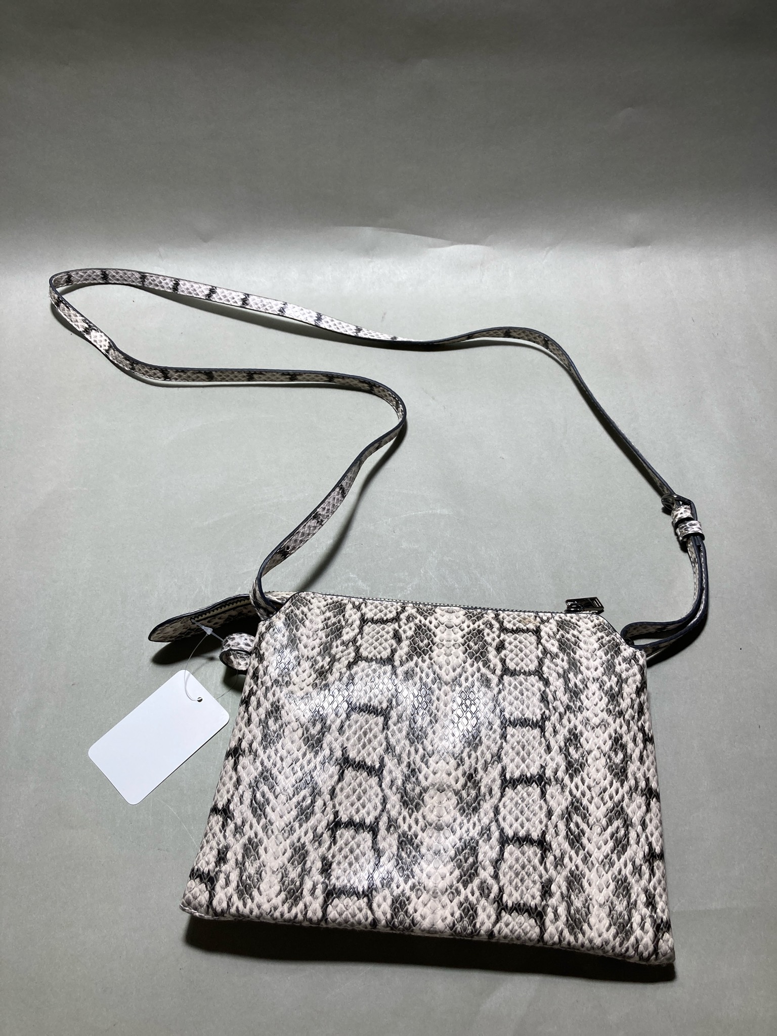 Grey Snakeskin-Print Crossbody Bag Size Small