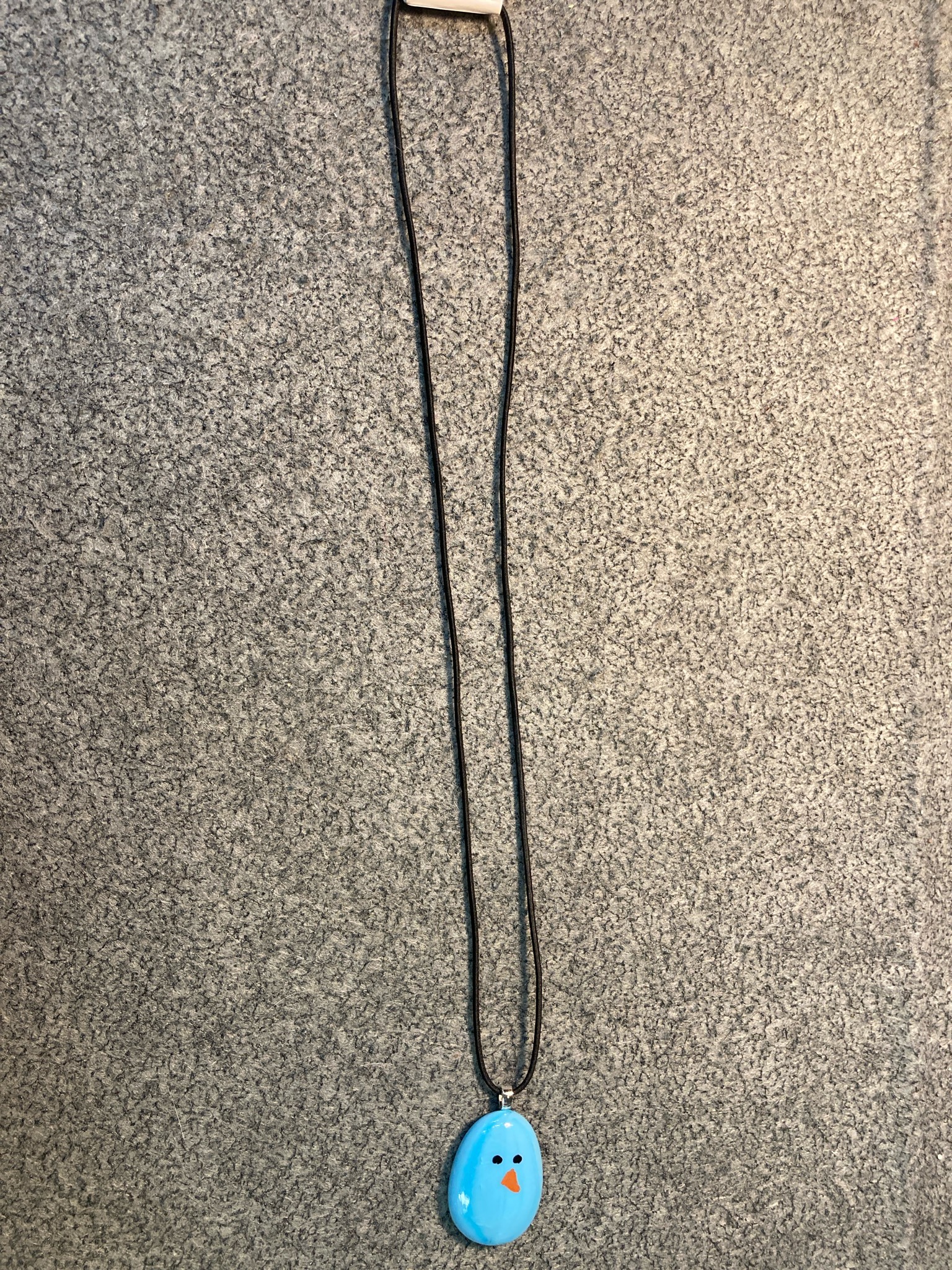 Blue Painted Face Pendant Necklace