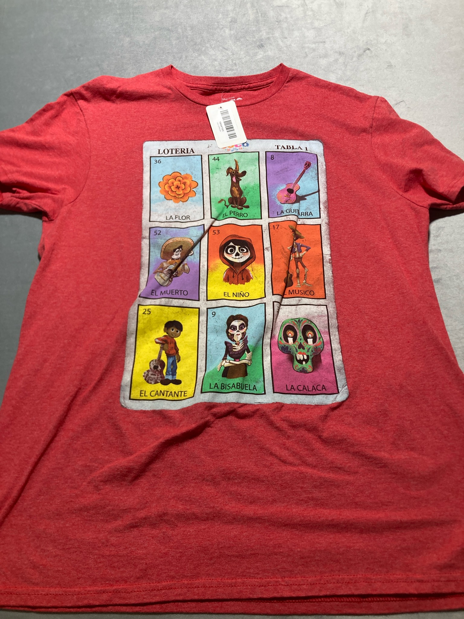 Disney Coco Red Heathered cotton blend graphic t shirt size large
