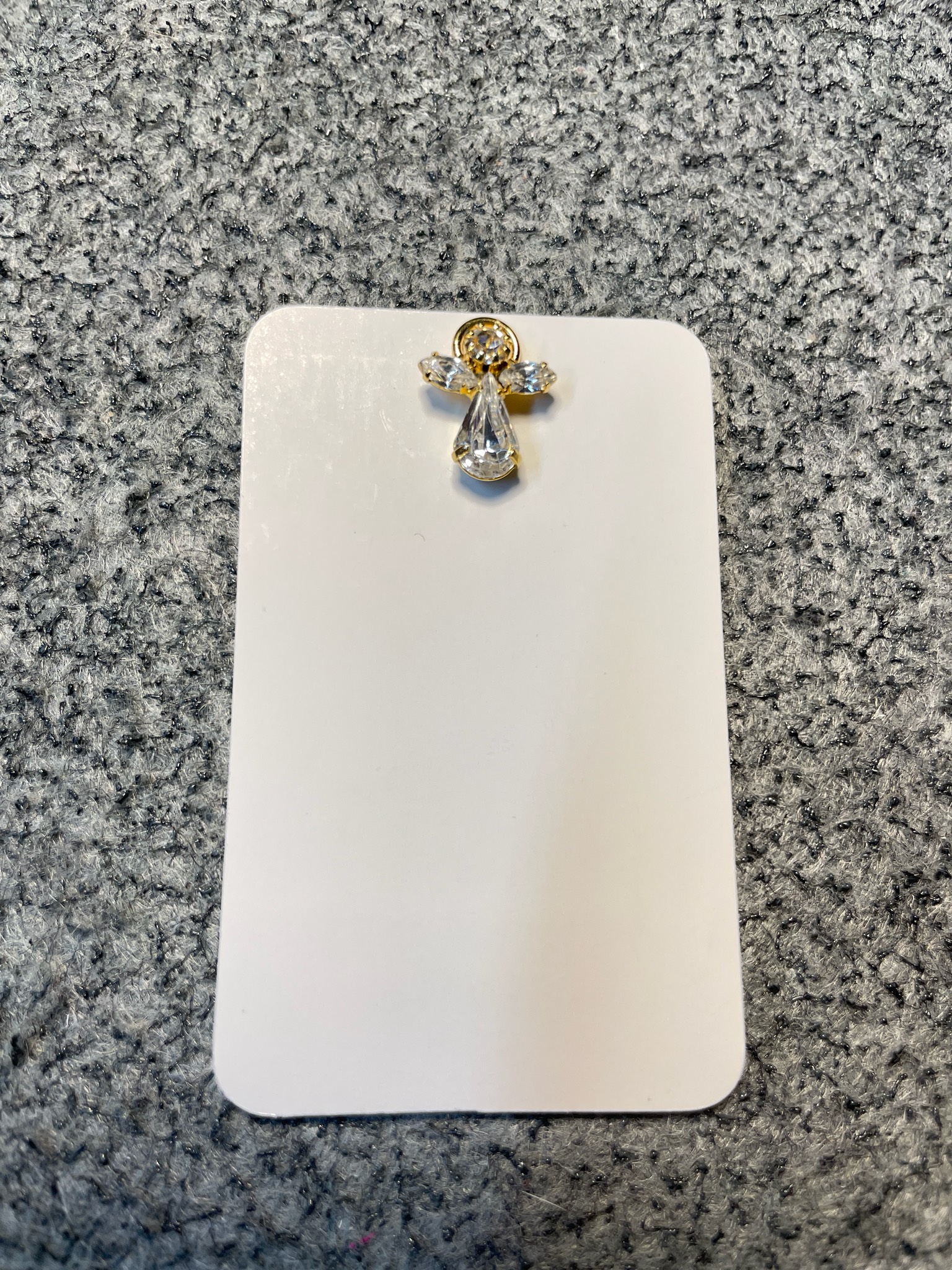 Vintage Faceted Stone Gold Tone Angel Pin