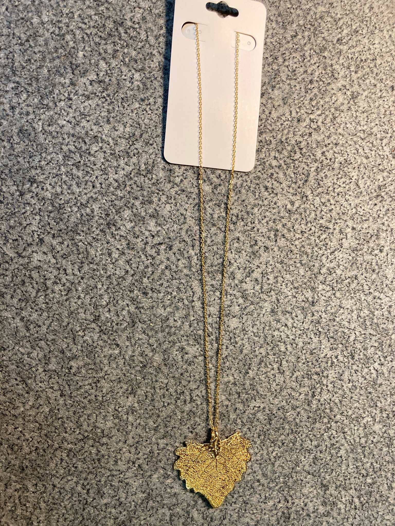 Gold Tone Leaf Pendant Necklace