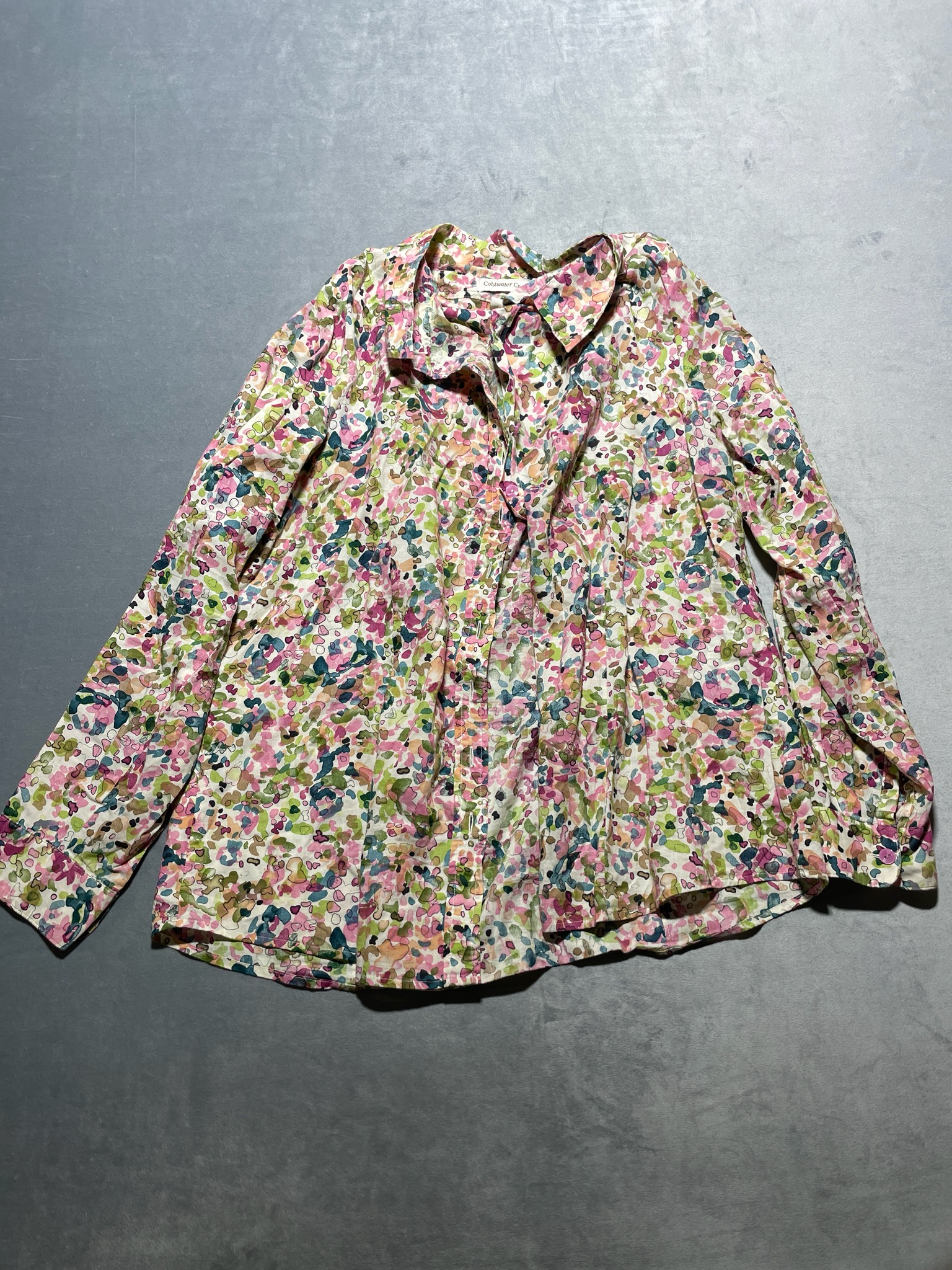 Coldwater Creek Cream Floral Cotton Blouse Size L (14)