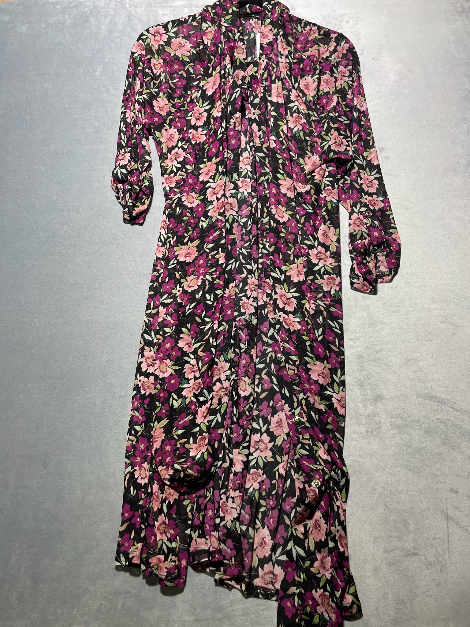 Love Cameron Black Floral Polyester Blend Maxi Dress Size 3X