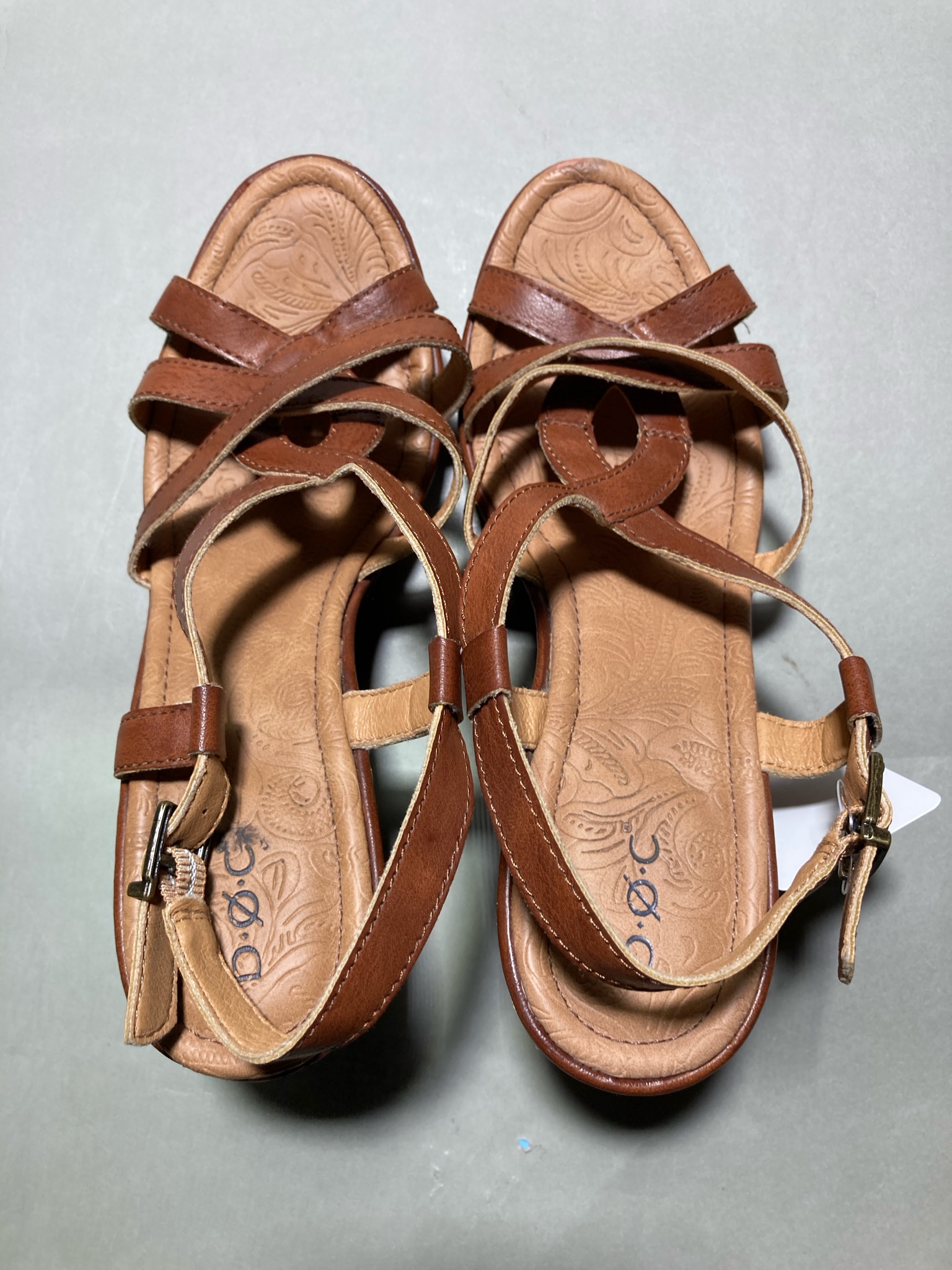 b.o.c Brown Criss-Cross Wedge Sandals Size 8M