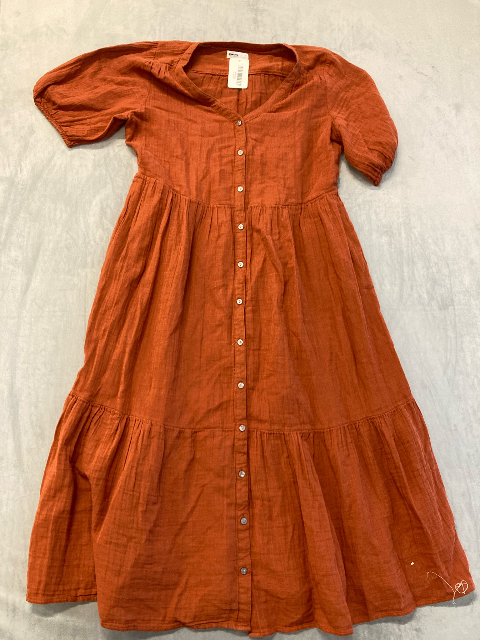 SONOMA Rust Gauze Tiered Dress Size XL