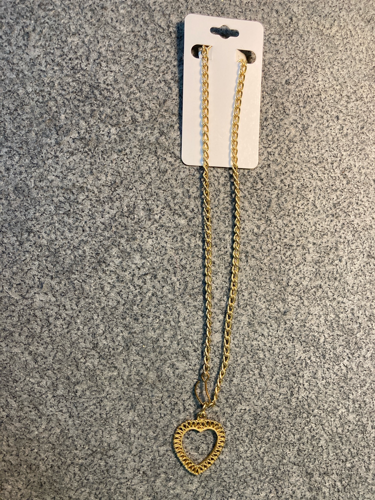 Gold Tone Filigree Heart Necklace