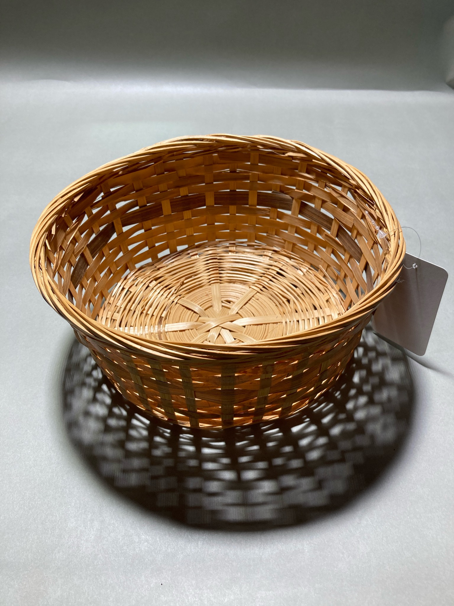 Light Tan Round Woven Basket
