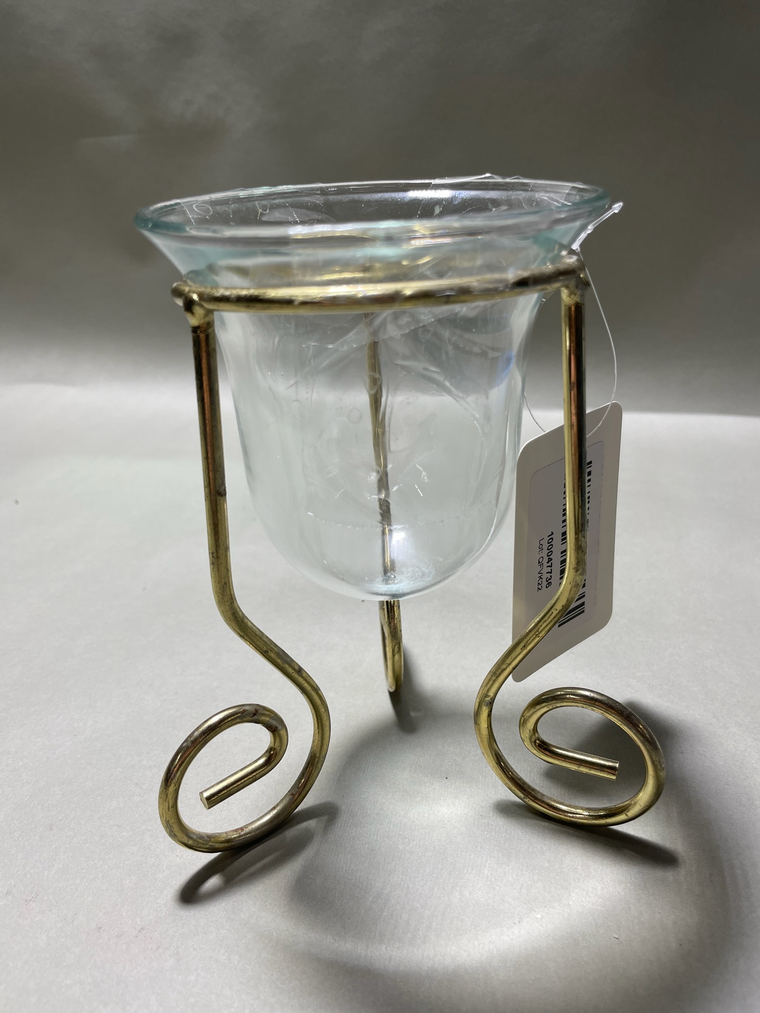 Clear Glass Votive Holder with Gold Metal Stand