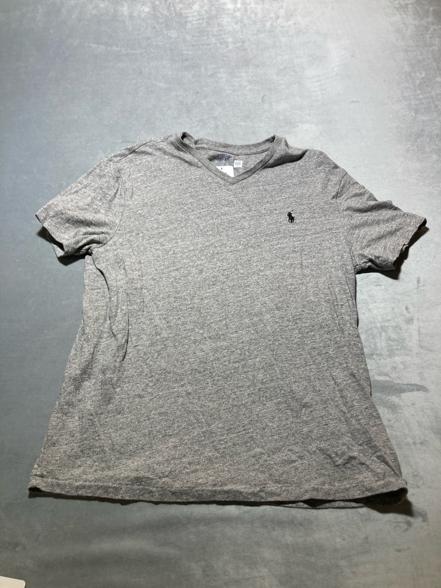 Polo Ralph Lauren Heather Grey Knit Jersey V-Neck T-Shirt Size M