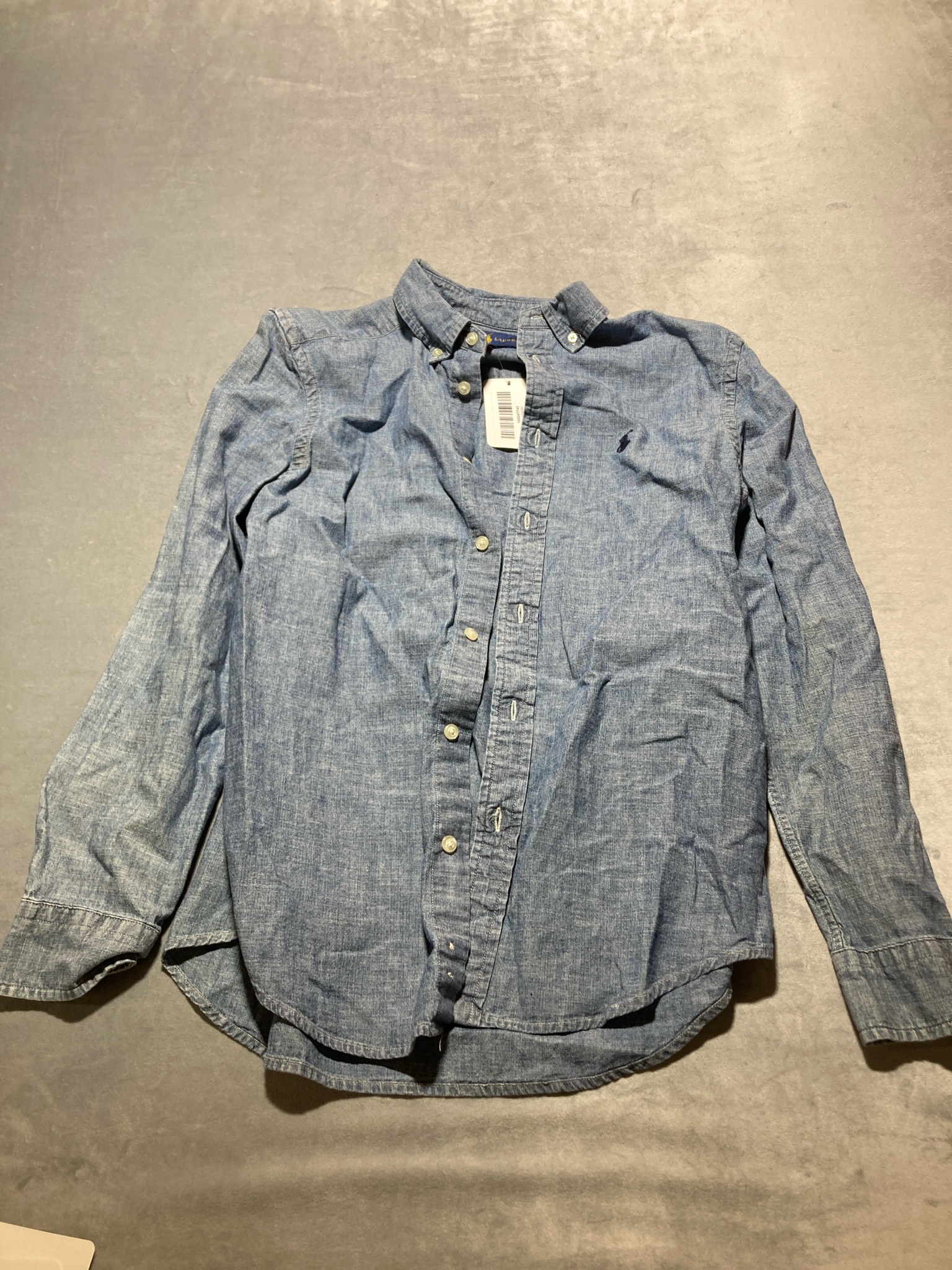 Ralph Lauren Light Blue Chambray Cotton Button-Up Shirt Size L (14-16)