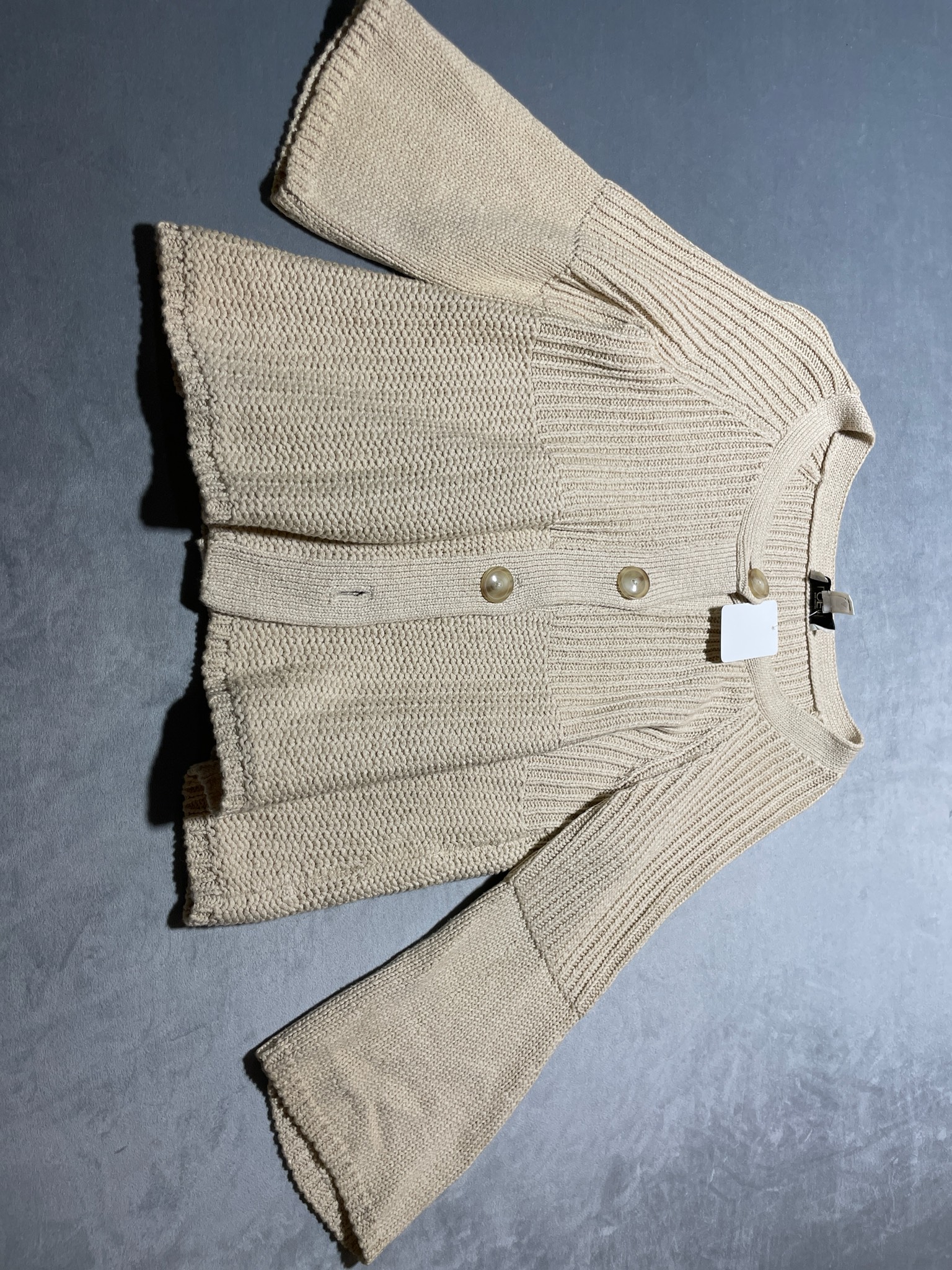 Ann Taylor LOFT Beige Textured Knit Cardigan Size M