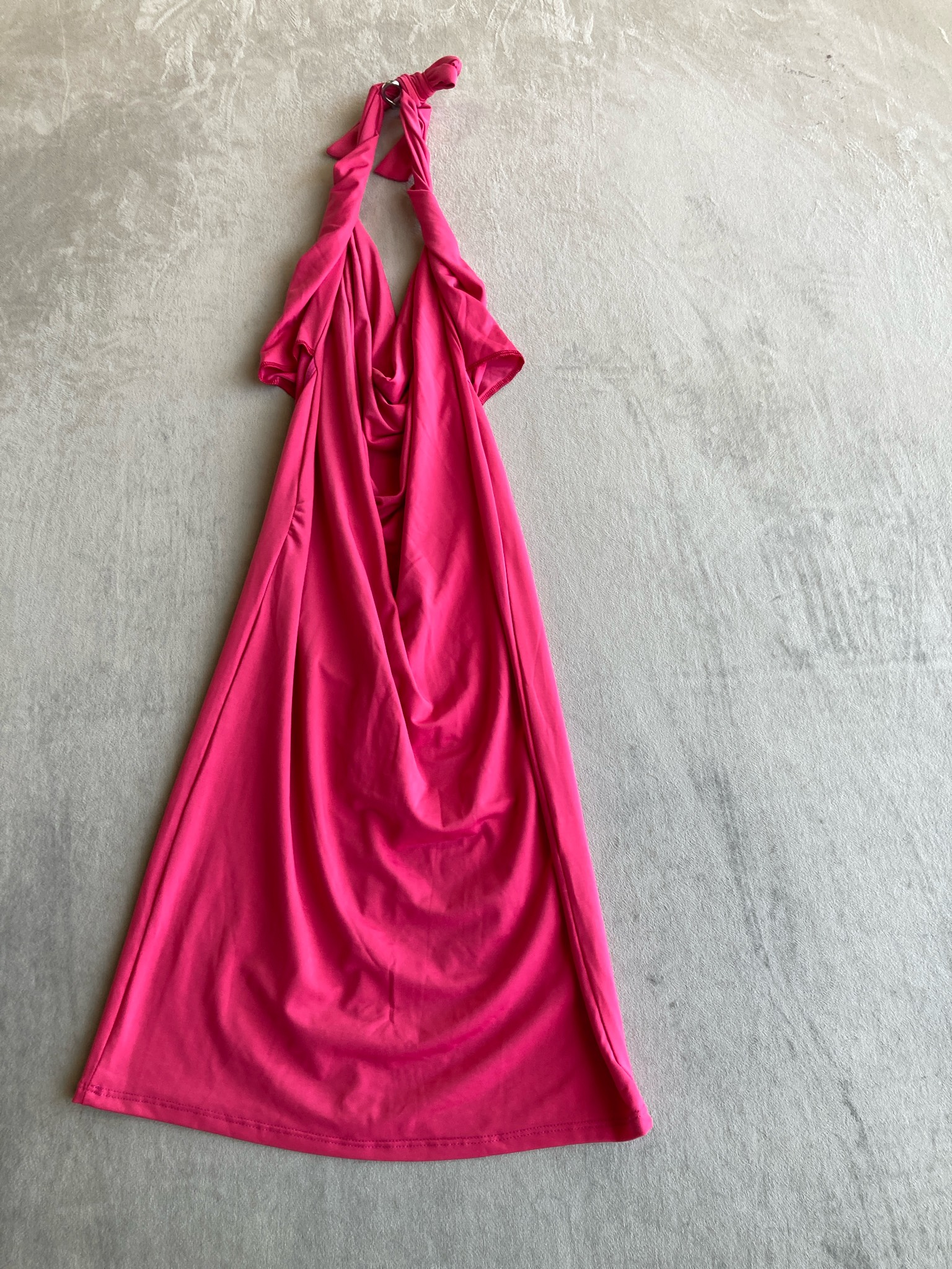 Hot Pink Jersey Halter Dress