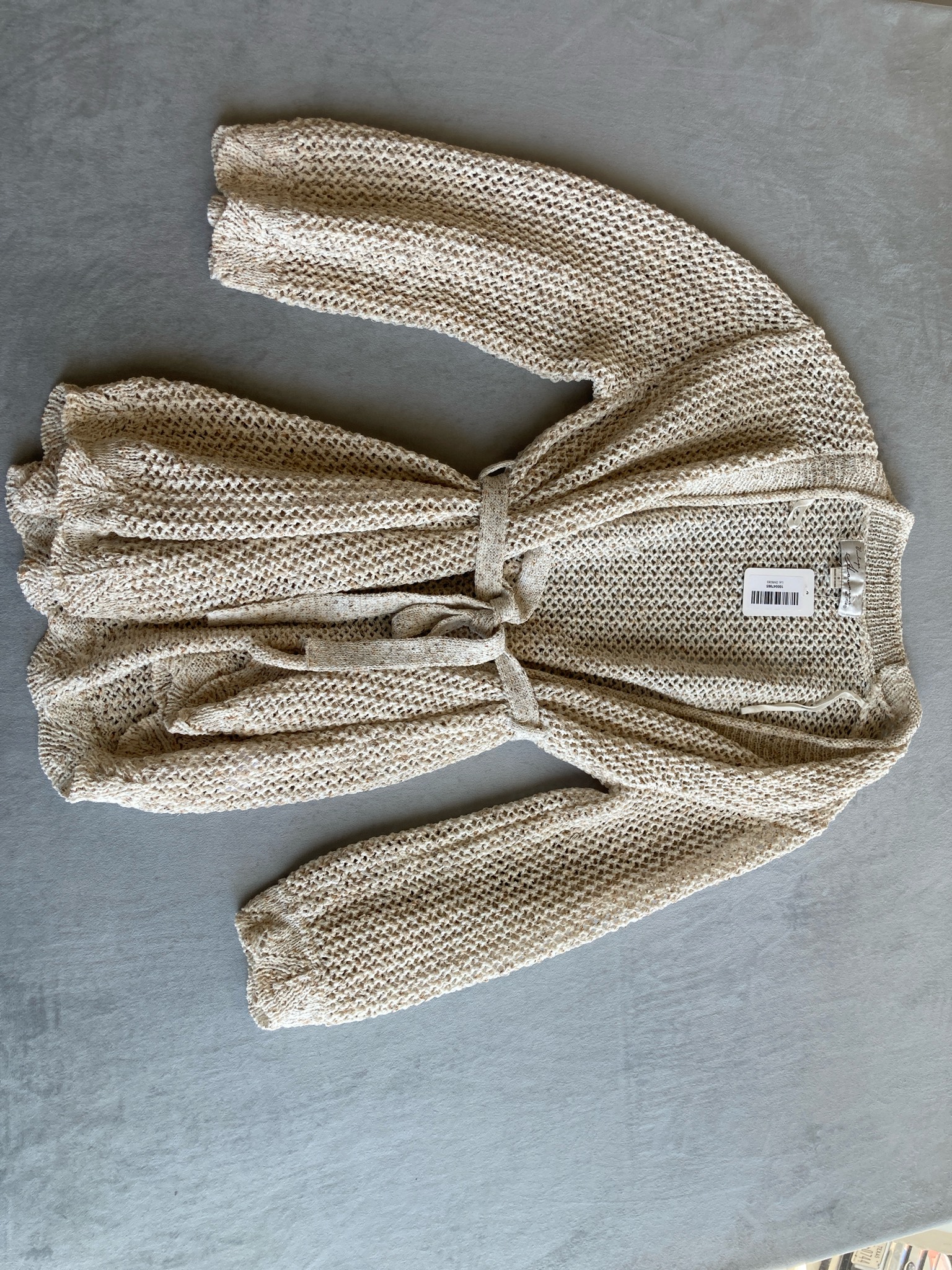 Cream Open-Knit Cardigan Size S