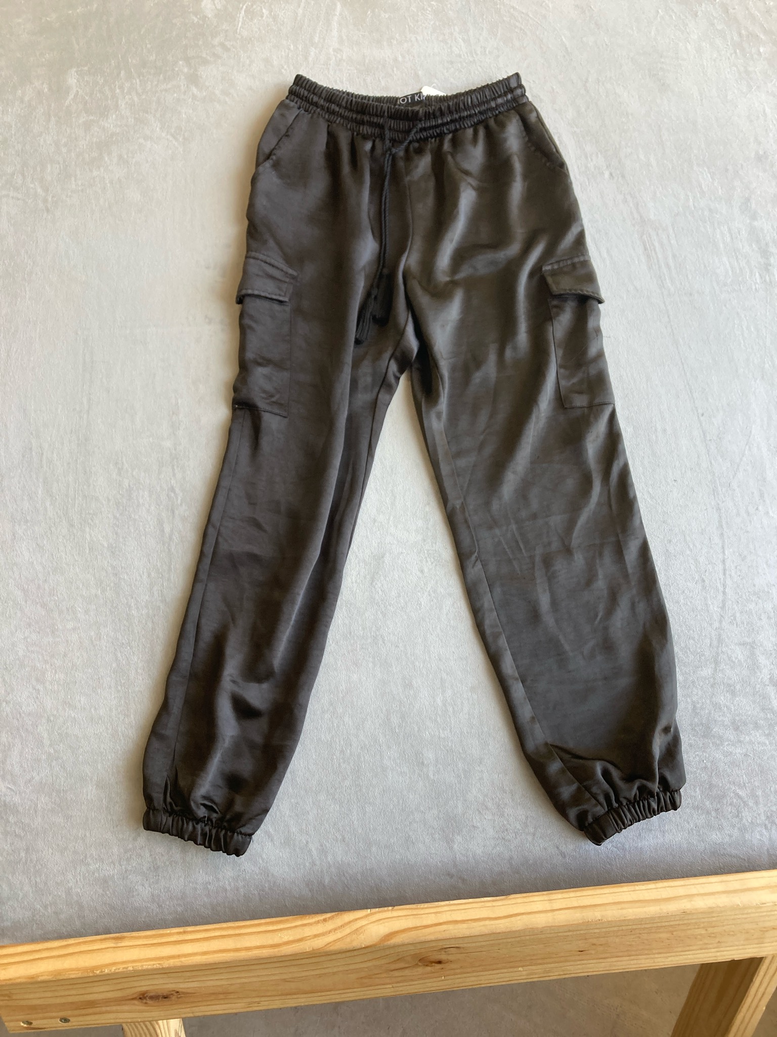 Dark Charcoal Knit Cargo Jogger Pants