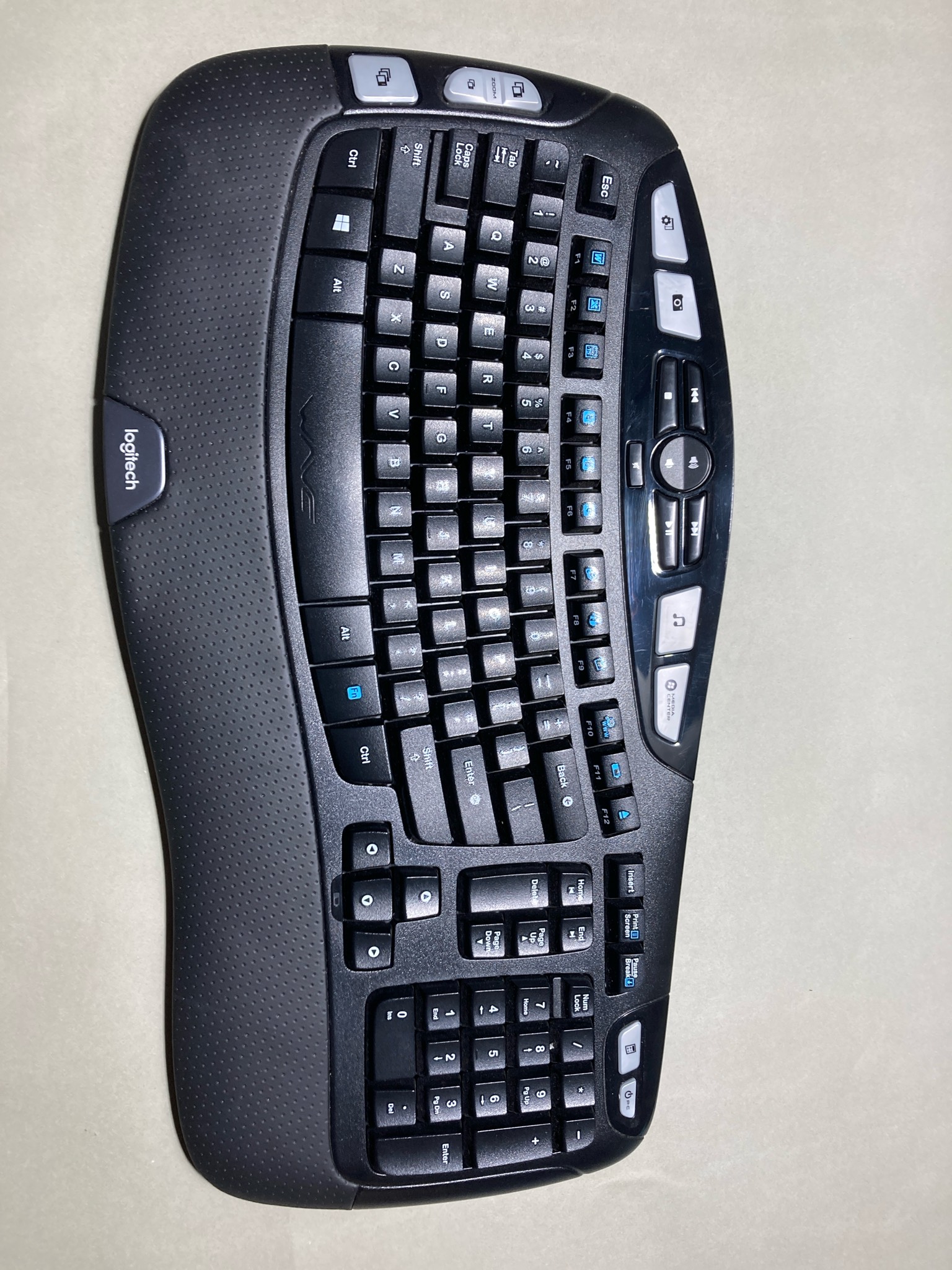 Logitech Black Ergonomic Wireless Keyboard Size Full-Size