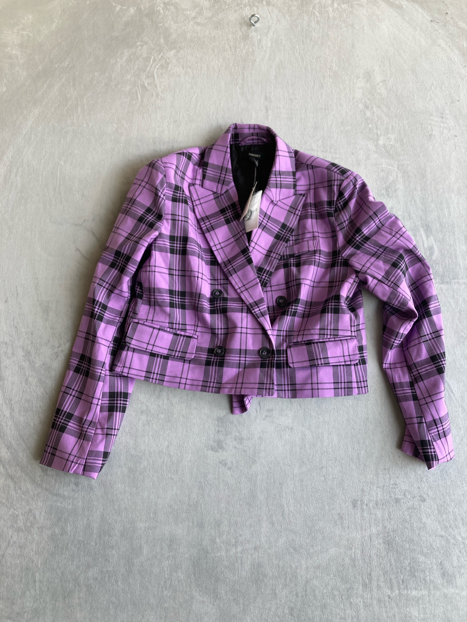 Forever 21 Lavender Plaid Woven Blazer Size S/P