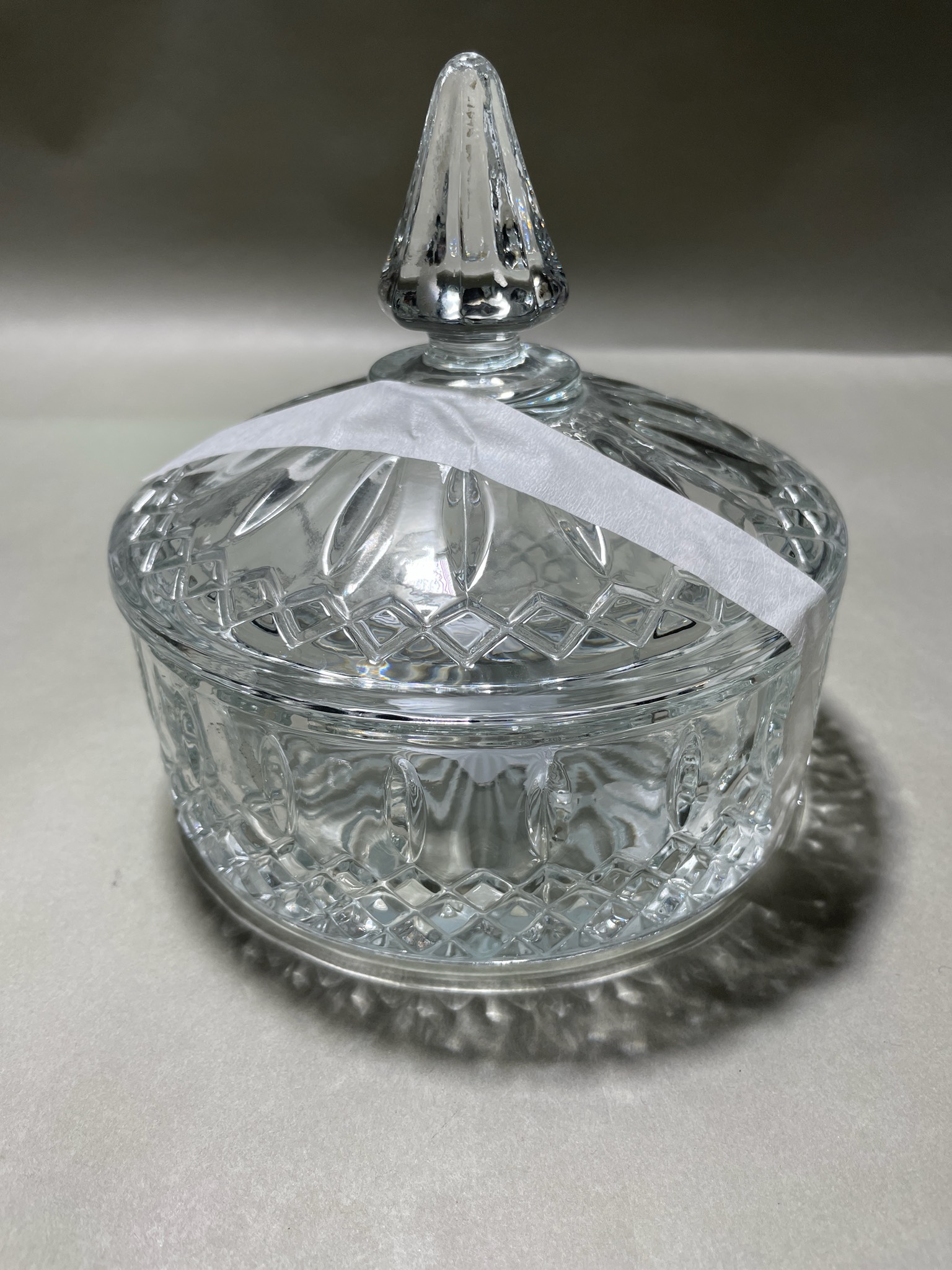 Clear Cut Glass Covered Jar