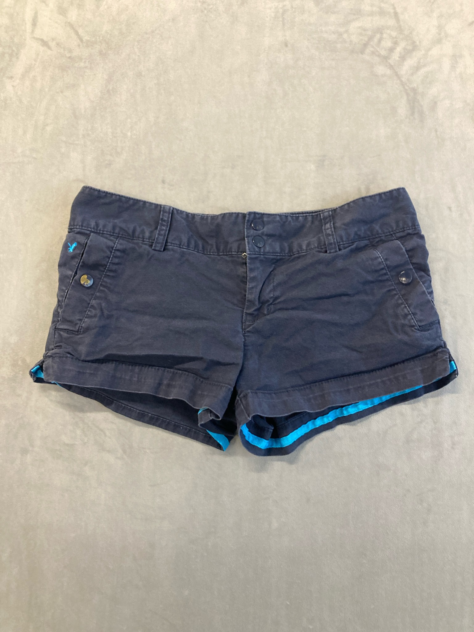 American Eagle Outfitters Navy Cotton Blend Chino Shorts Size Size 4