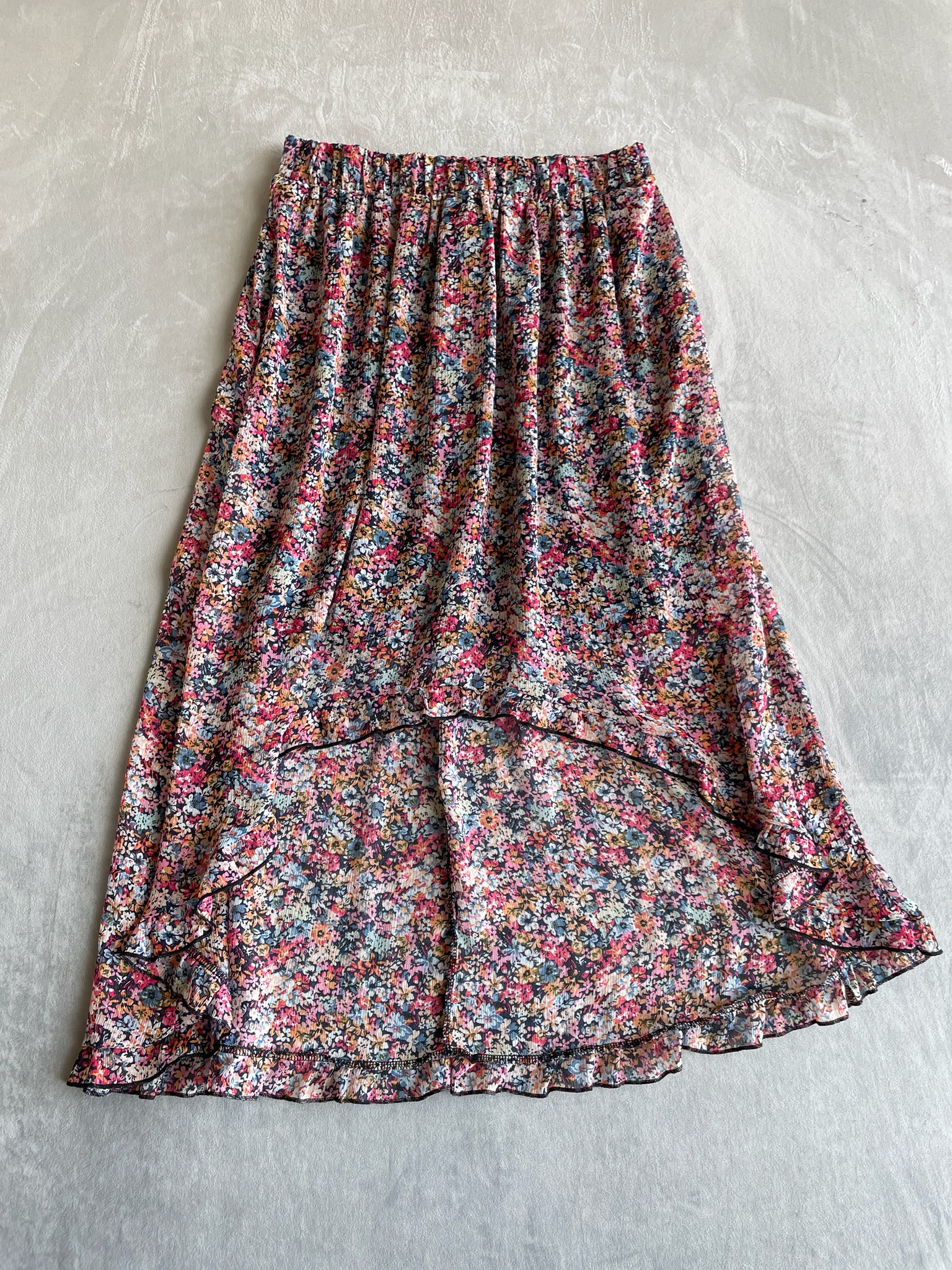 No Boundaries Navy Ditsy Floral Sheer Skirt Size 15-17