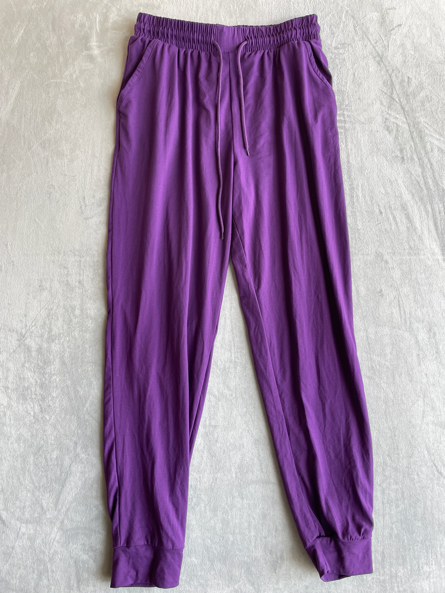 Purple Polyester-Spandex Jogger Pants Size Medium